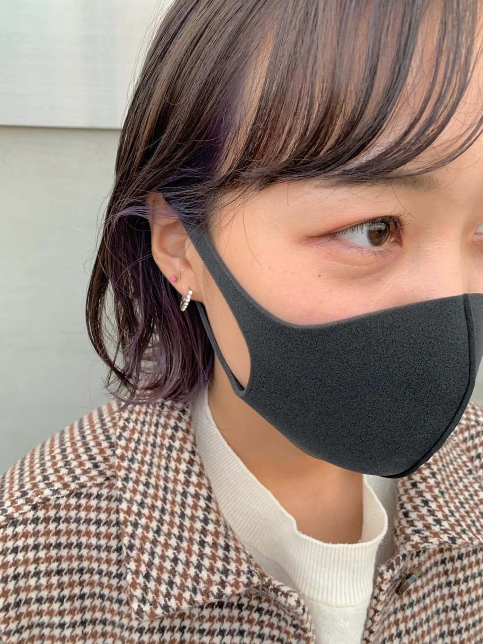 ショート カラー ベージュカラー インナーカラー パープルカラー まつ毛パーマ🤎 透明感カラー🌿のヘアスタイル