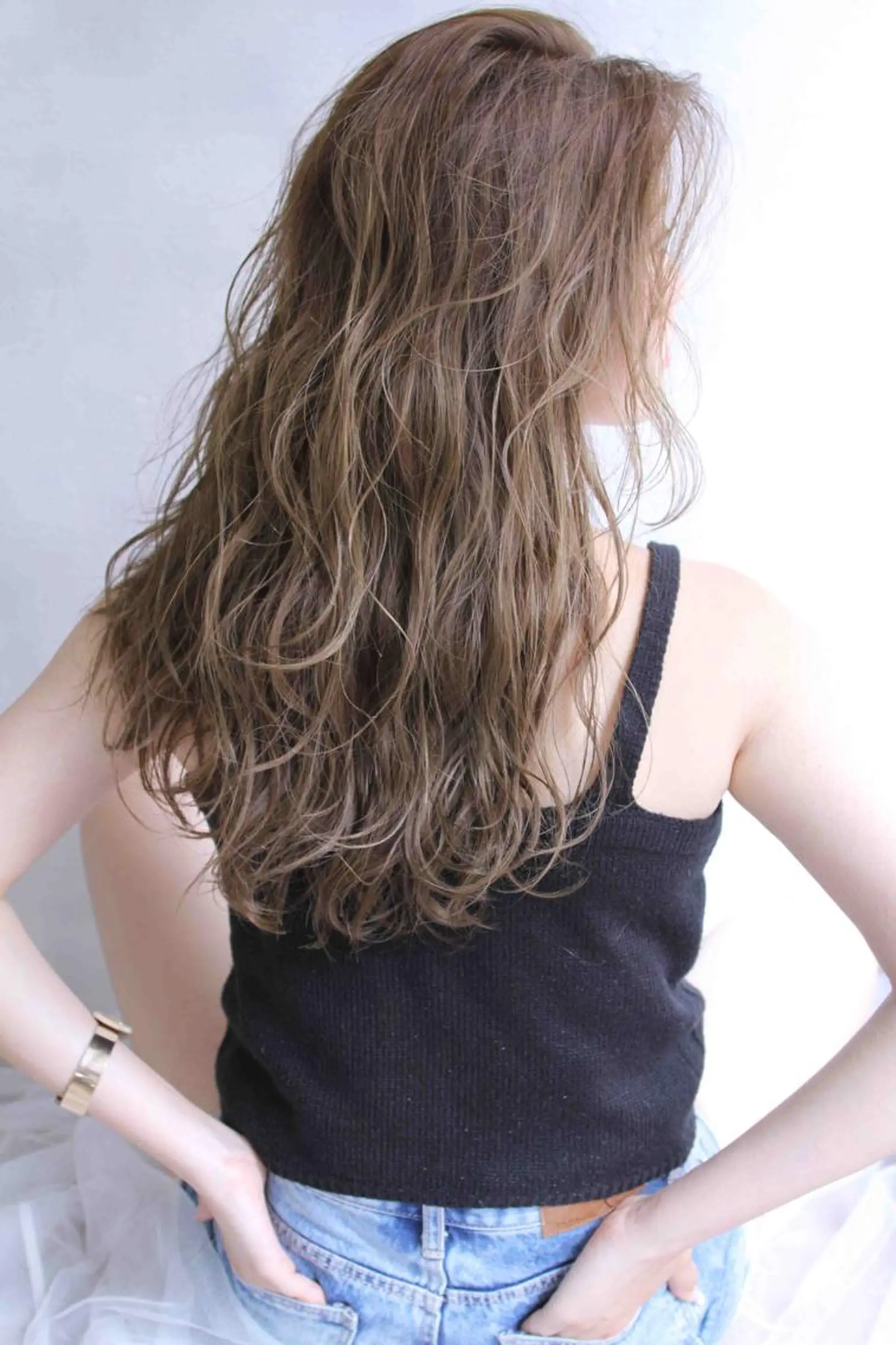 ロング カラー ヘアアレンジ EMANONシェアサロン心斎橋店所属・韓国メンズヘア　ミル クティボブ　足立佳代のヘアスタイル