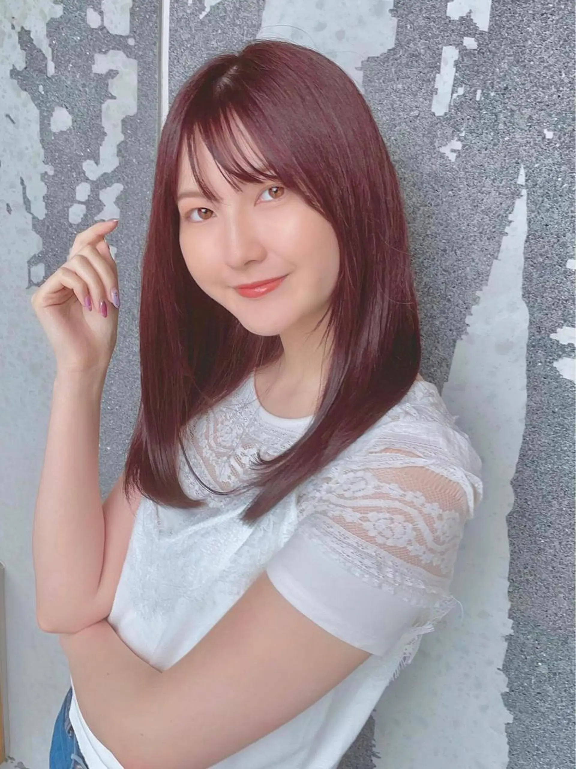 セミロング カラー パーマ ヘアアレンジ 公式 Ease by amble luxeのヘアスタイル
