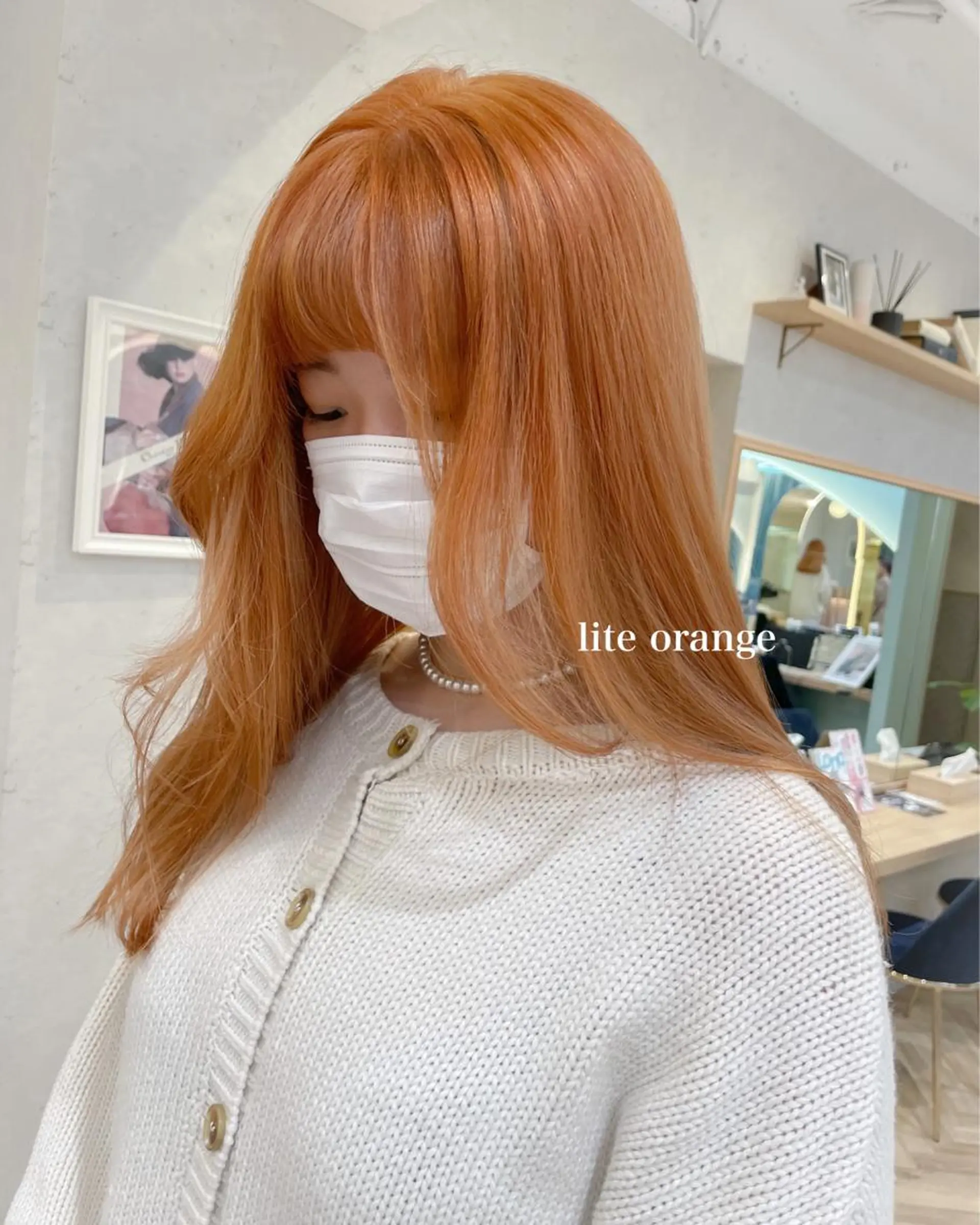 ロング カラー ベージュカラー オレンジ オレンジベージュ 韓国風ヘア ♥️ブリーチ/ボブ/ レイヤー♥️maiのヘアスタイル