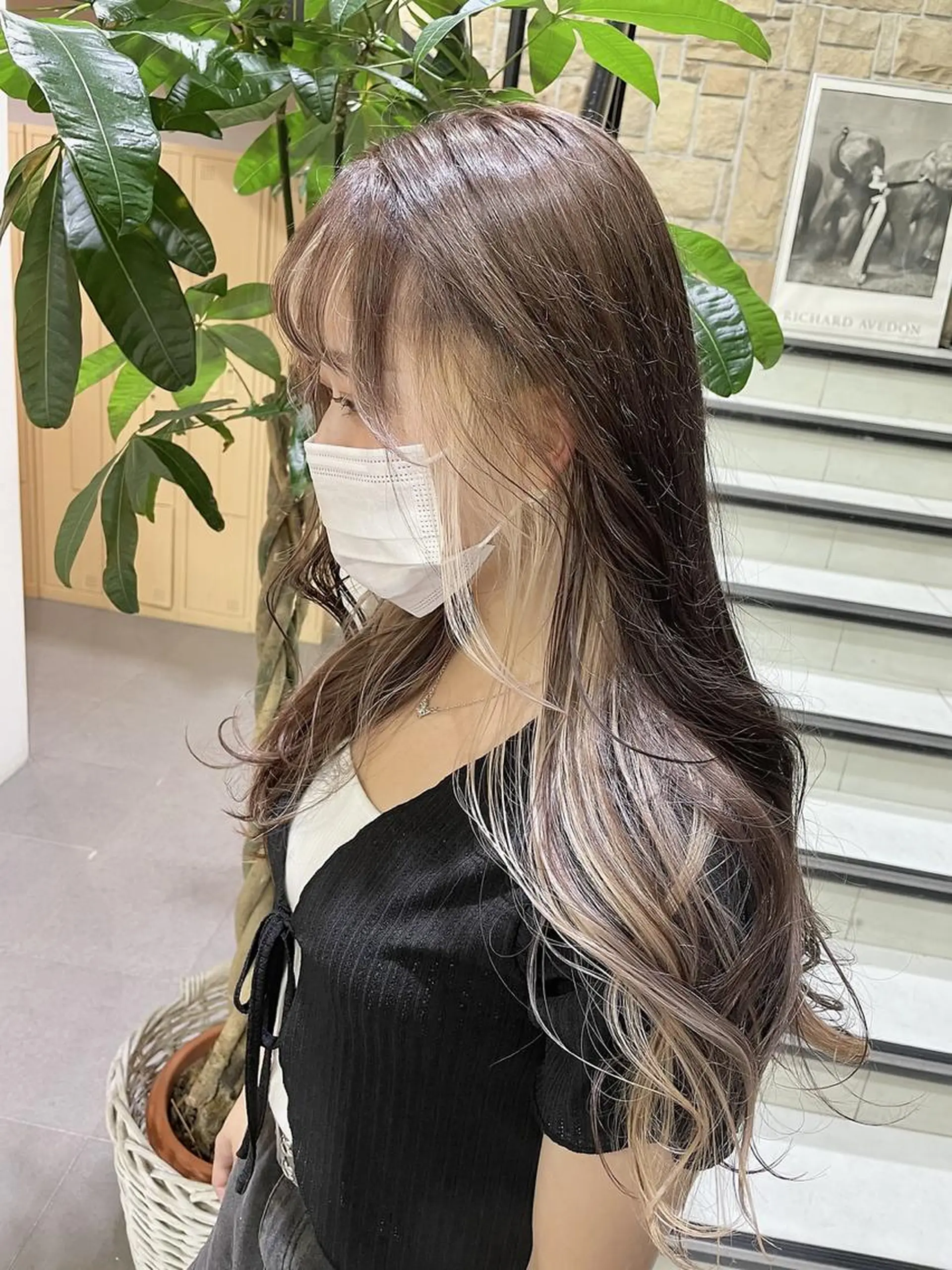 ミディアム カラー ヘアアレンジ ヘアカラー ダウンパーマ🇰🇷 毛流れパーマ【かな】のヘアスタイル