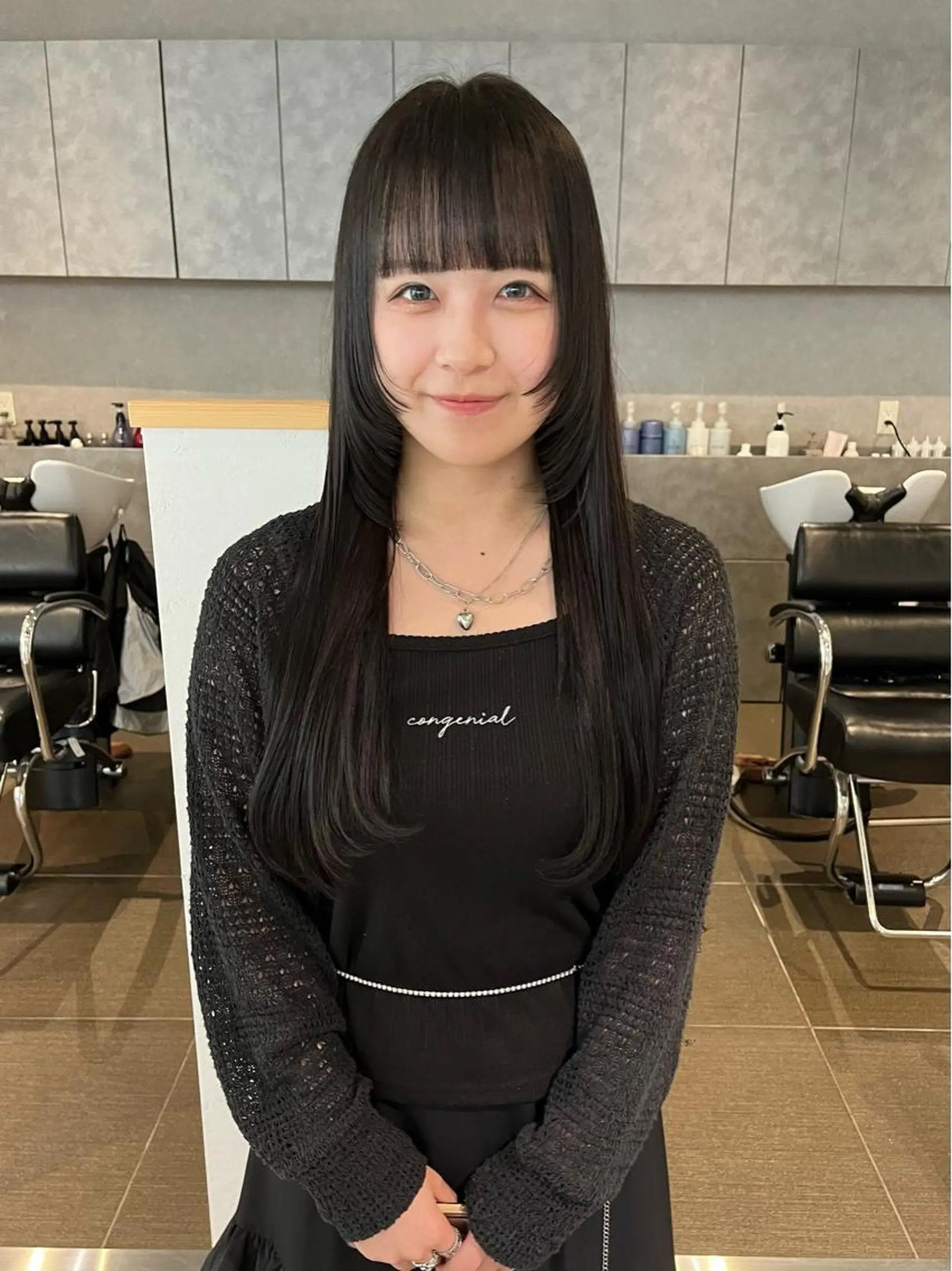ロング カラー 透明感カラー ダークグレー ダークグレージュ グレージュ ハイトーンカラー カット ヘアカラー ショート/パーマ/ カラー/FUKOのヘアスタイル