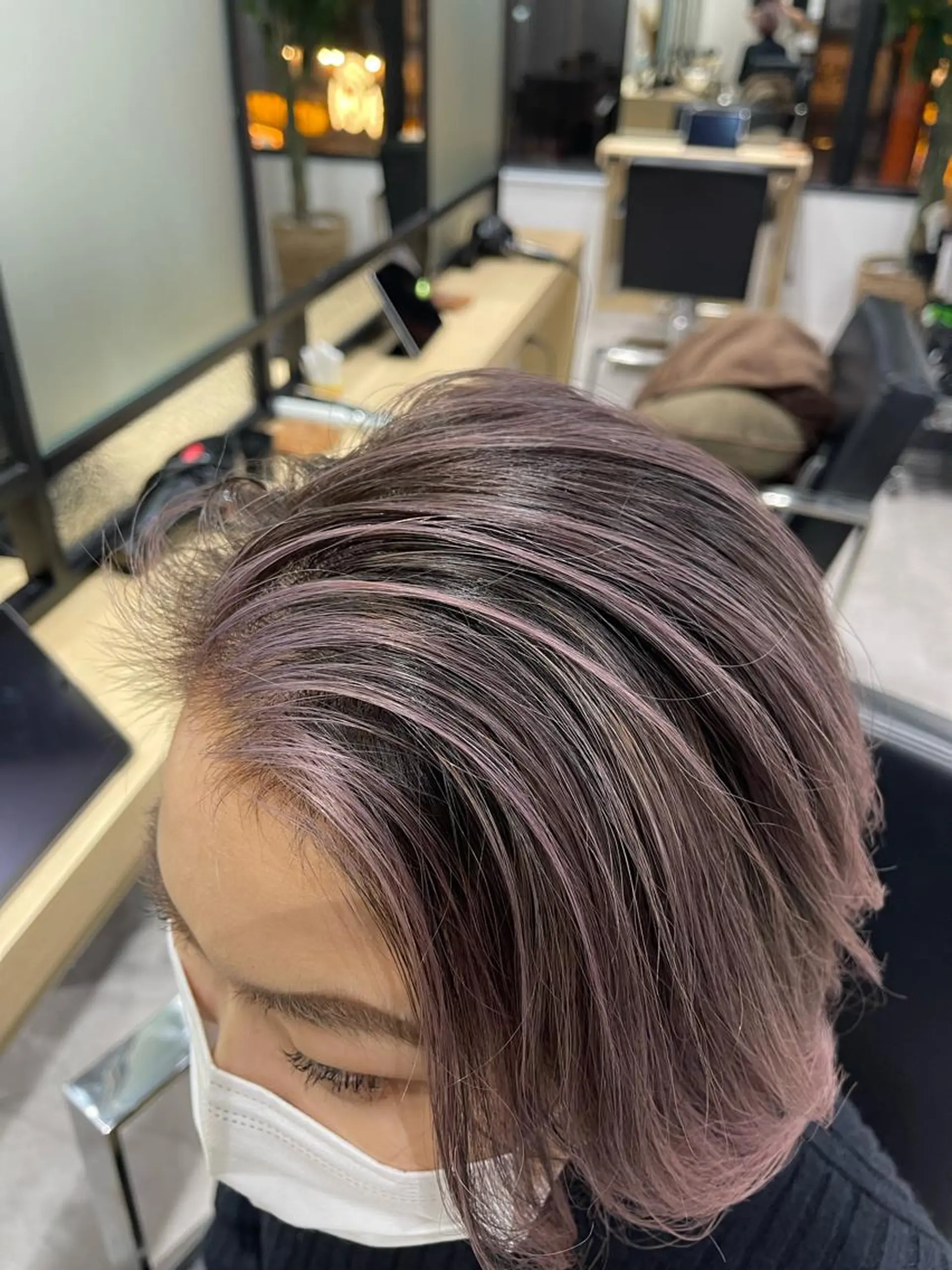 ショート カラー ベージュカラー グラデーションカラー ハイライトカラー くせ毛 外国人風カラー ヘアカラー トリートメント FOLK所属・ハイライト バレイヤージュヤマトのヘアスタイル