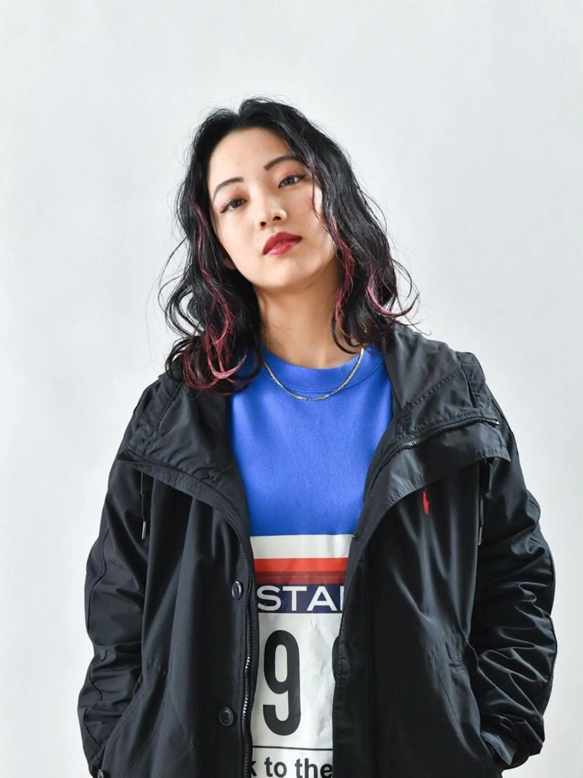 ミディアム カラー メッシュ レッドカラー 房川 尚人のヘアスタイル