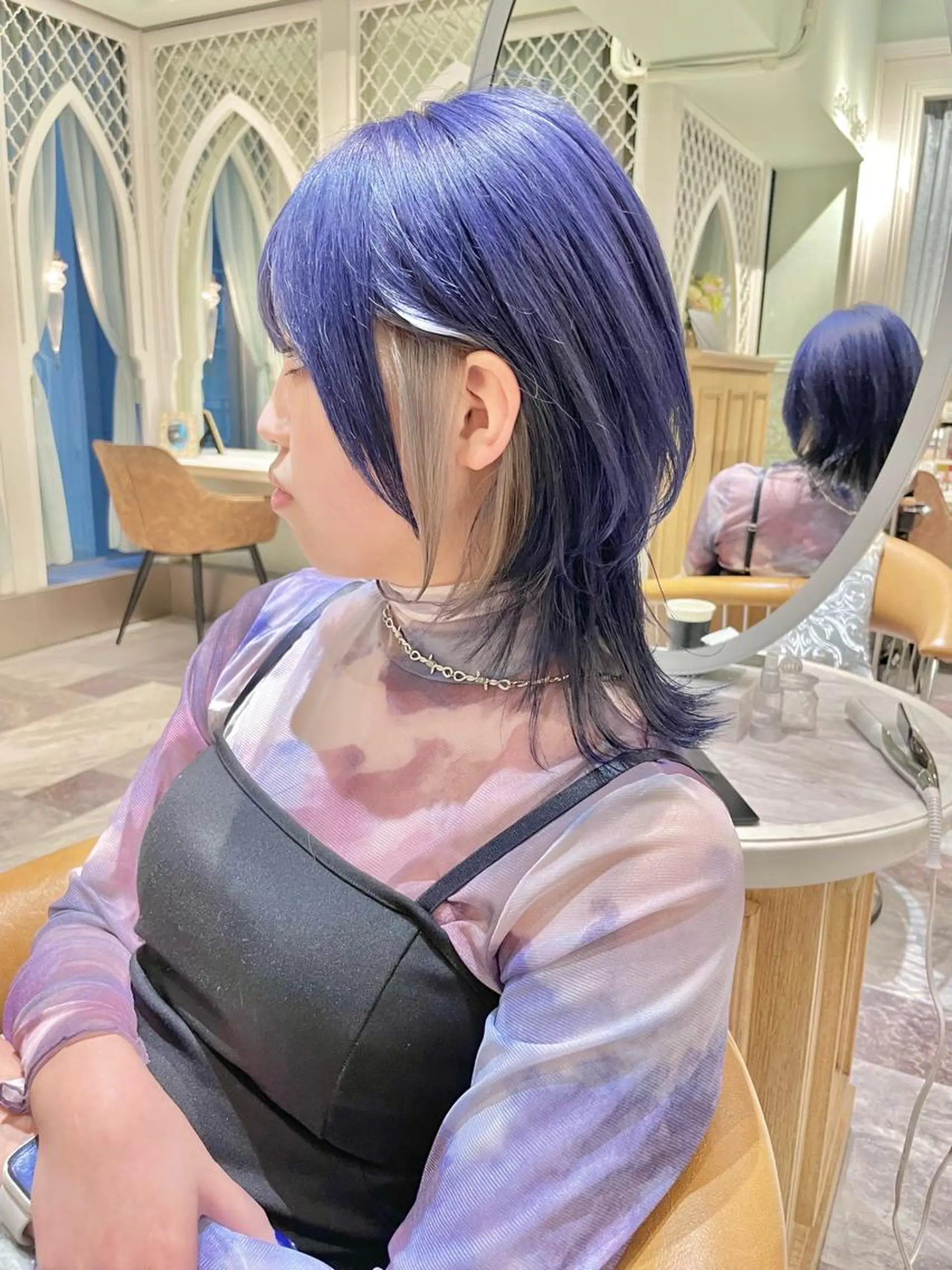 セミロング カラー バレイヤージュ ブリーチ ケアブリーチ ダブルカラー グラデーションカラー ミルクティー 特化🌈渡辺隼也のヘアスタイル
