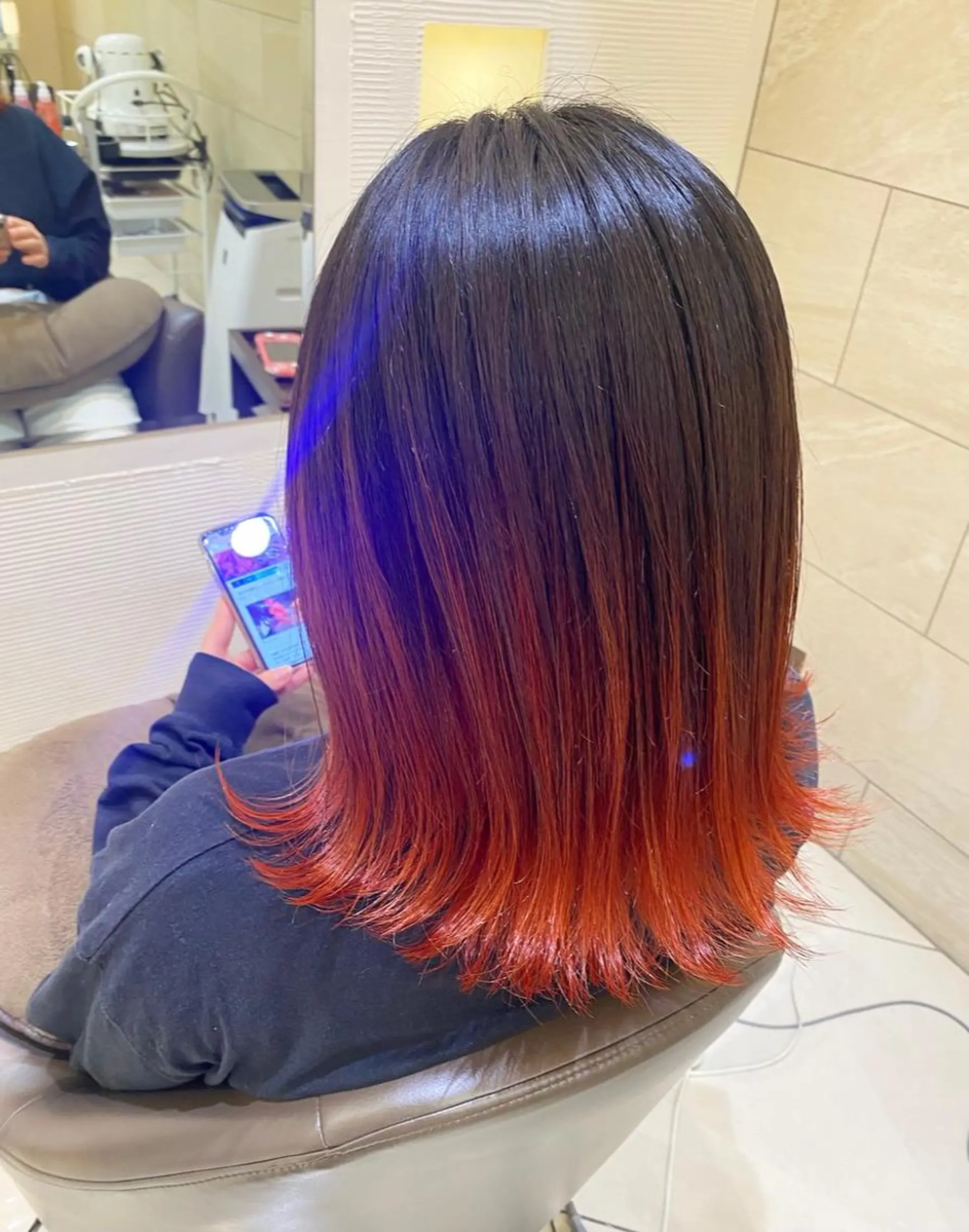 ミディアム カラー ヘアアレンジ 酸性縮毛矯正で作る 艶髪/渡邊祐子のヘアスタイル