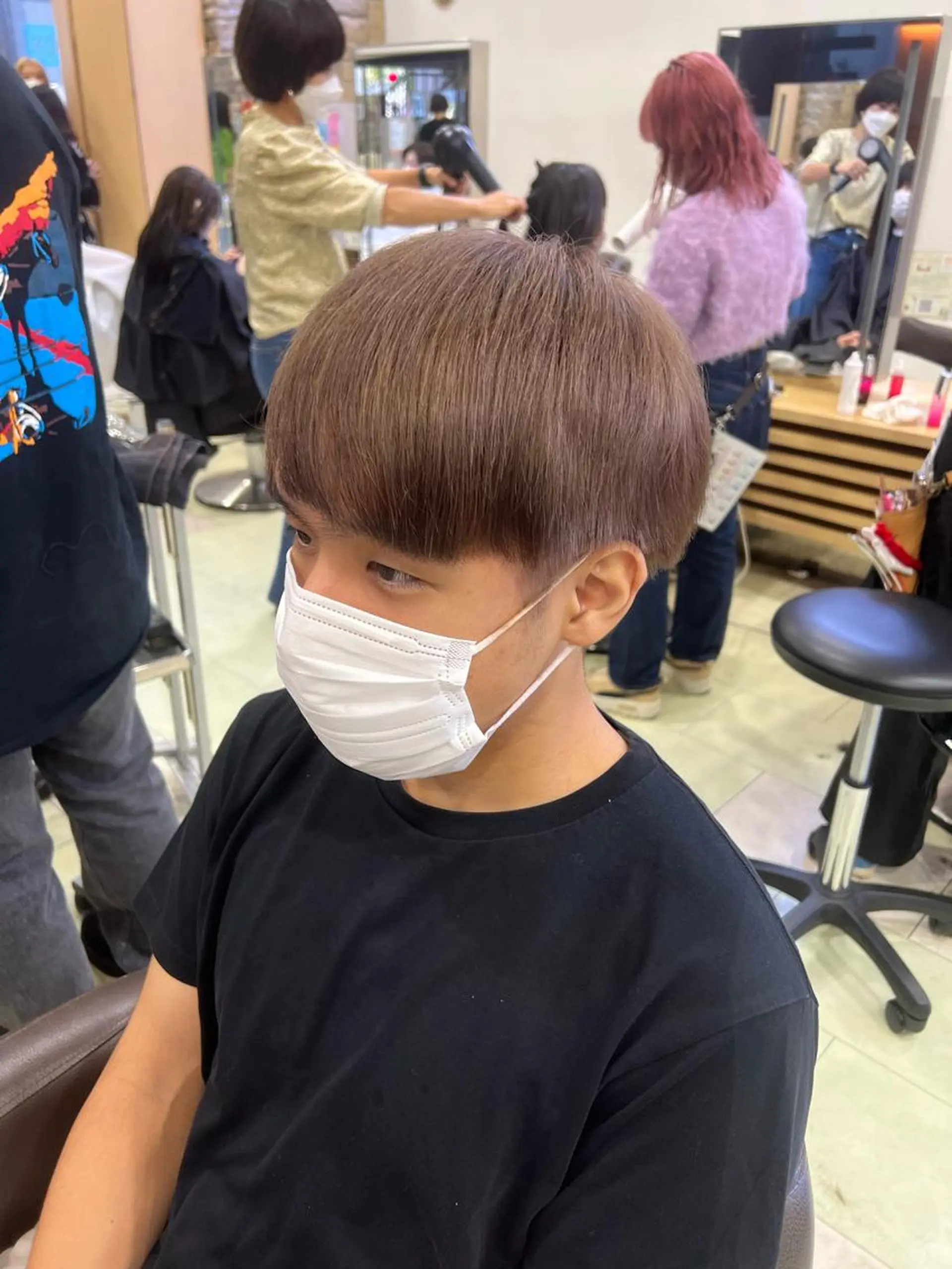 ショート カラー メンズ カット ヘアカラー ダウンパーマ🇰🇷 毛流れパーマ【かな】のヘアスタイル
