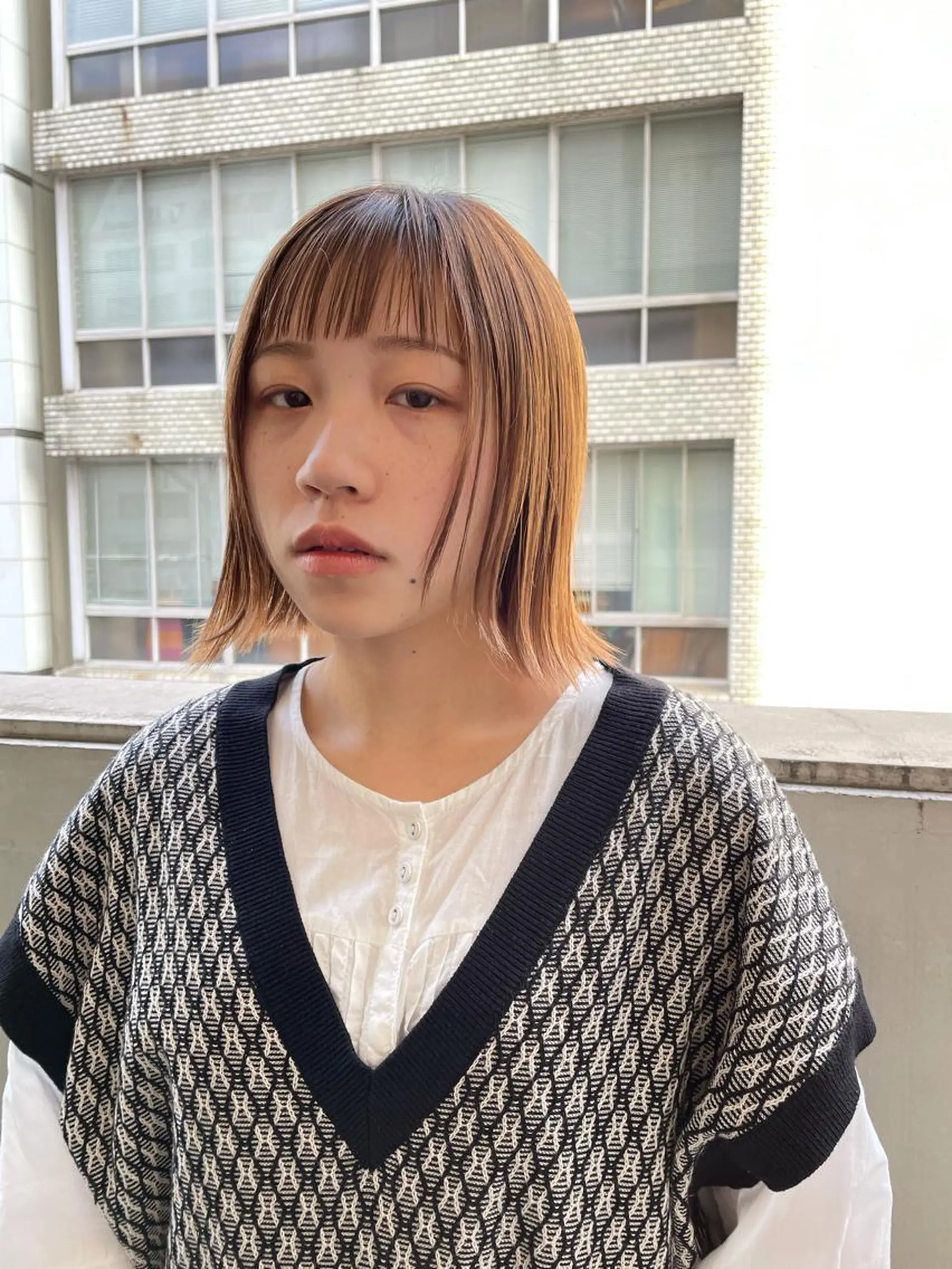 ミディアム カラー パーマ ヘアアレンジ メンズ キッズ ネイル マツエク・マツパ ヘアカラー casane所属・暖色・前髪カット 🎗️佐藤ゆみこのヘアスタイル