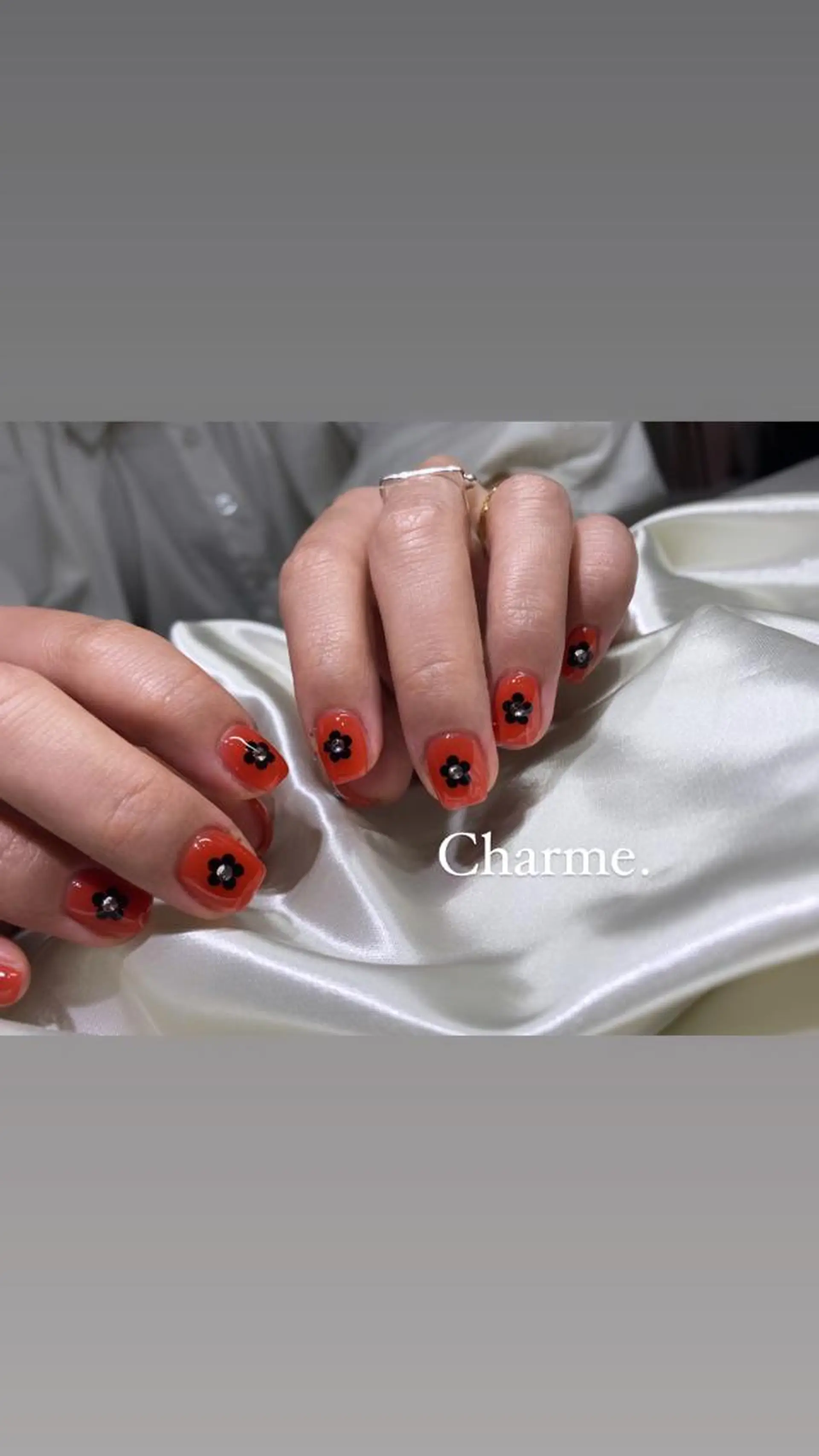 ネイル フラワーネイル 持ち込み ニュアンスネイル オレンジ ハンドネイル ハンドケア Charme. NOBUKOのネイルデザイン