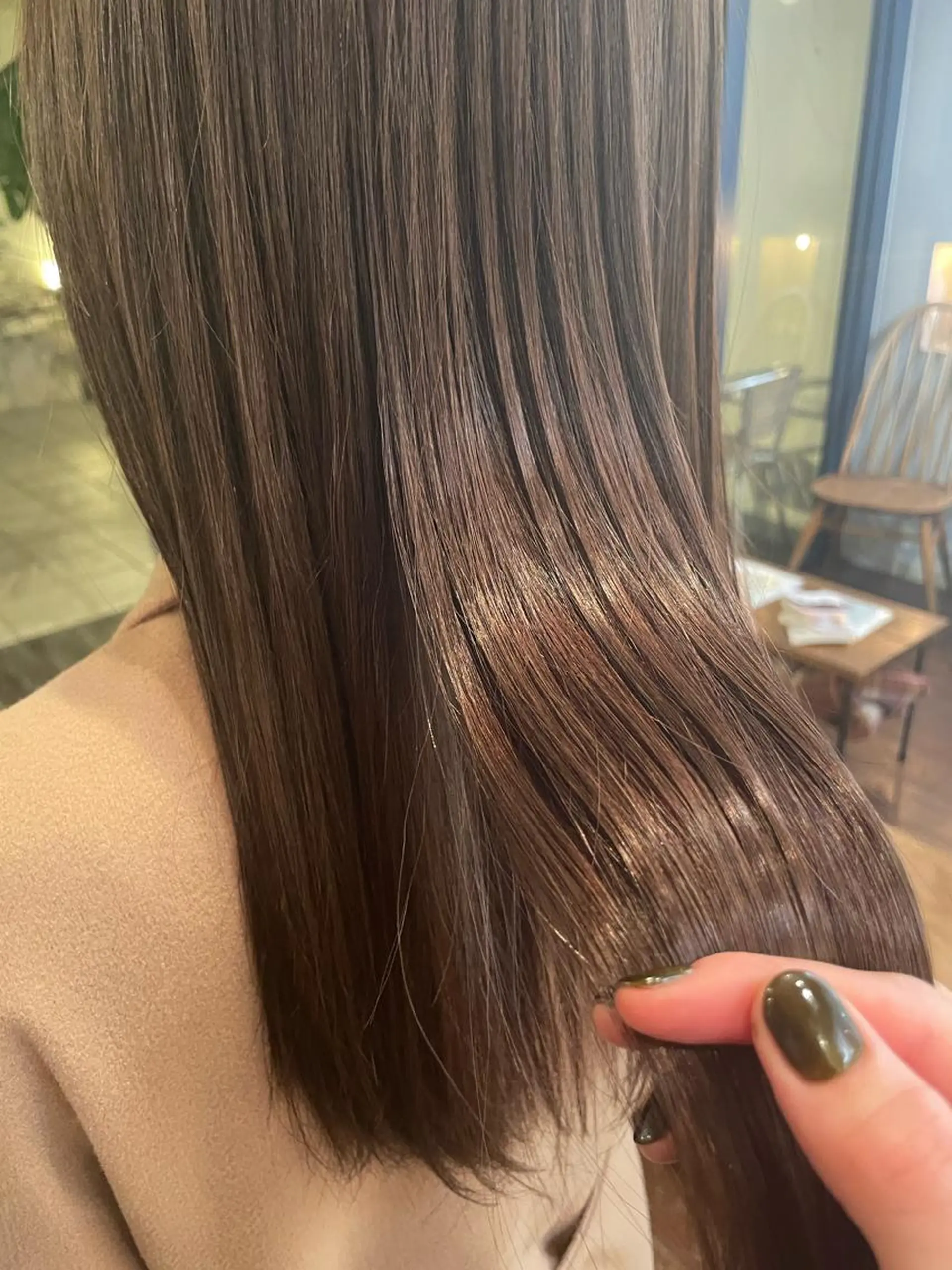 ロング カラー ヘアアレンジ オリーブカラー オレンジ トリートメント kazane｜ 🪽艶感× hairのヘアスタイル