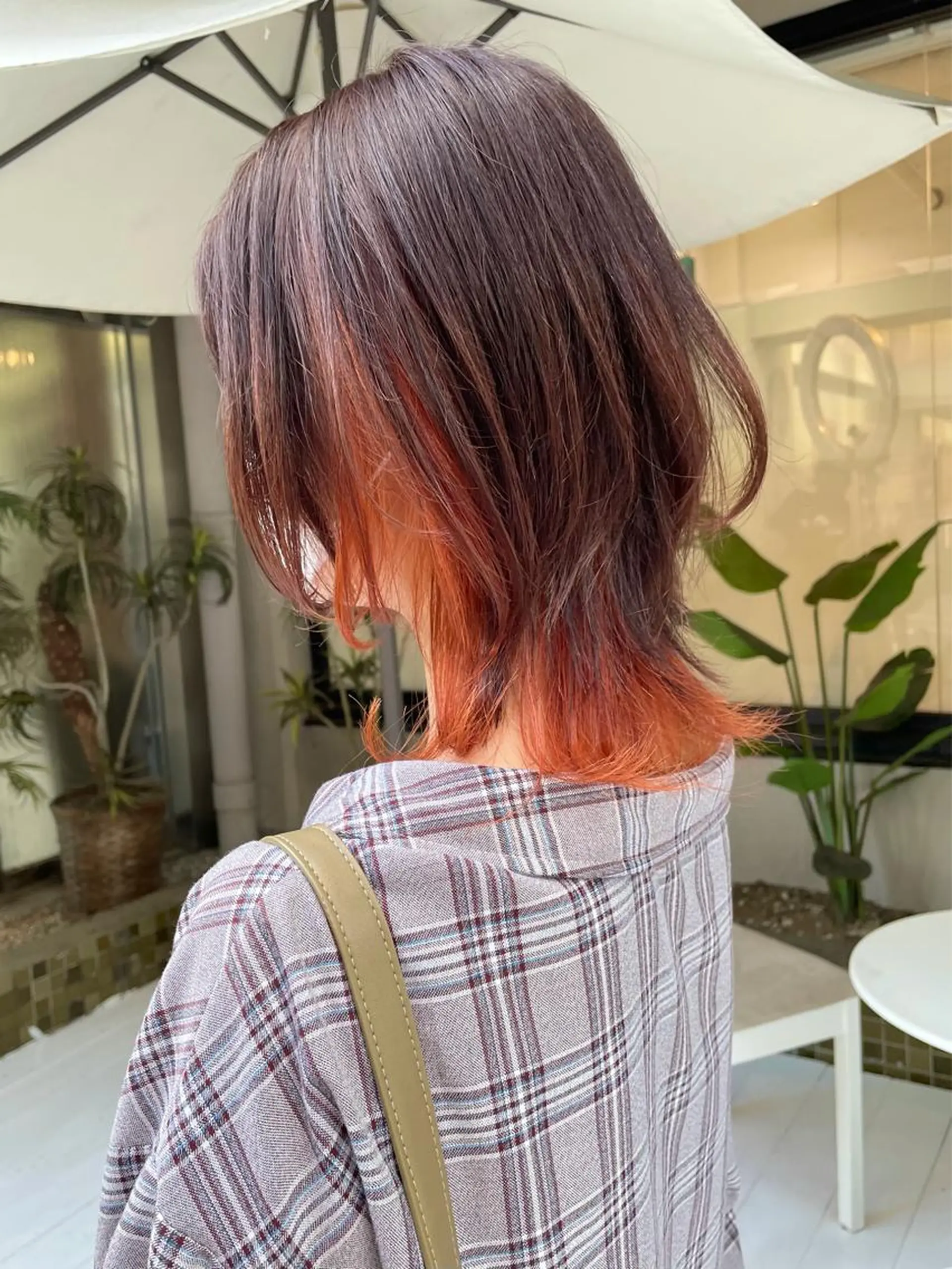ショート カラー オレンジ ウルフカット カット ヘアカラー トリートメント 佐藤 魁人のヘアスタイル