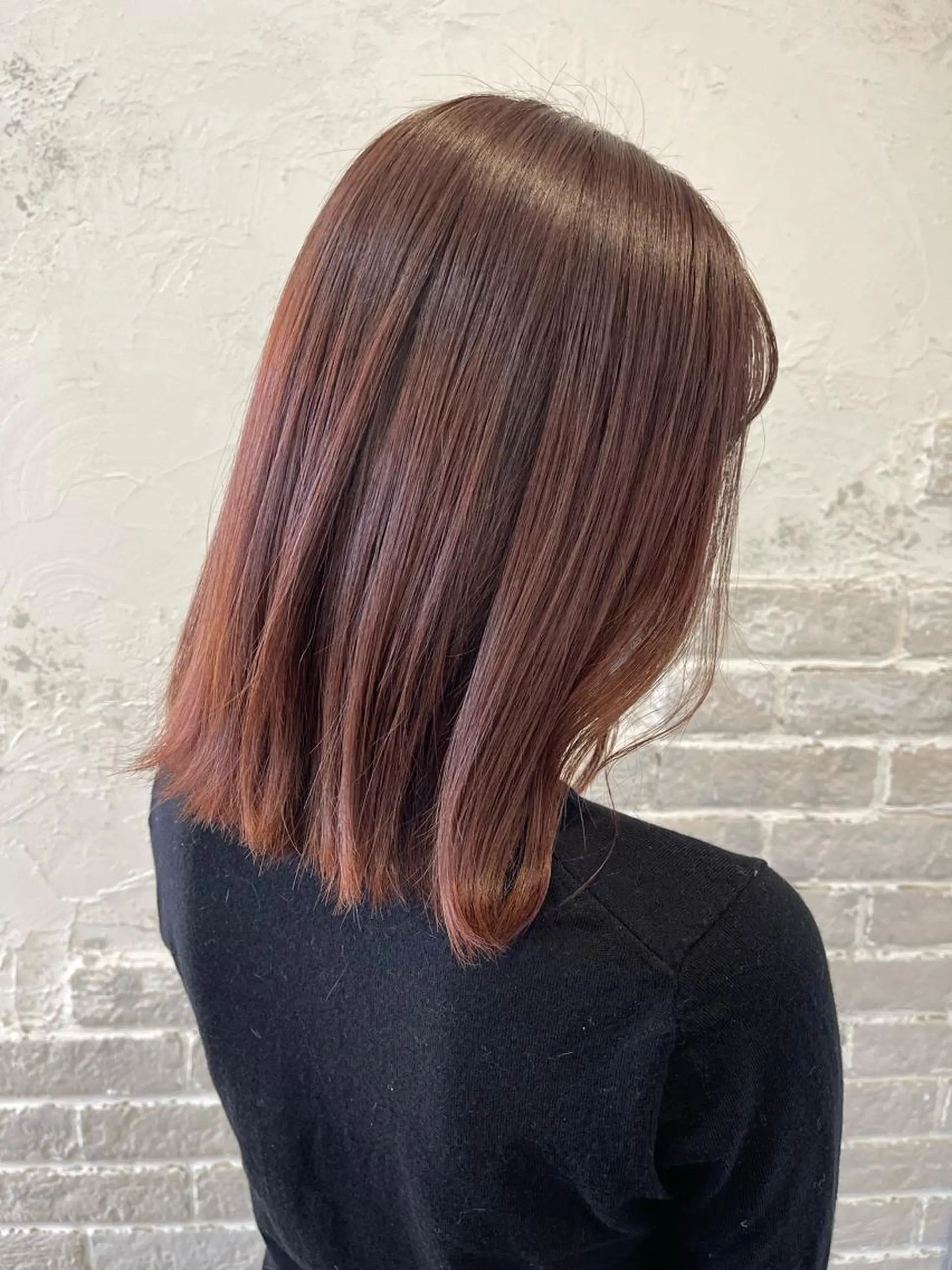 ミディアム カラー ブラウンカラー ピンクカラー ピンクブラウン uni所属・中堀 遥のヘアスタイル