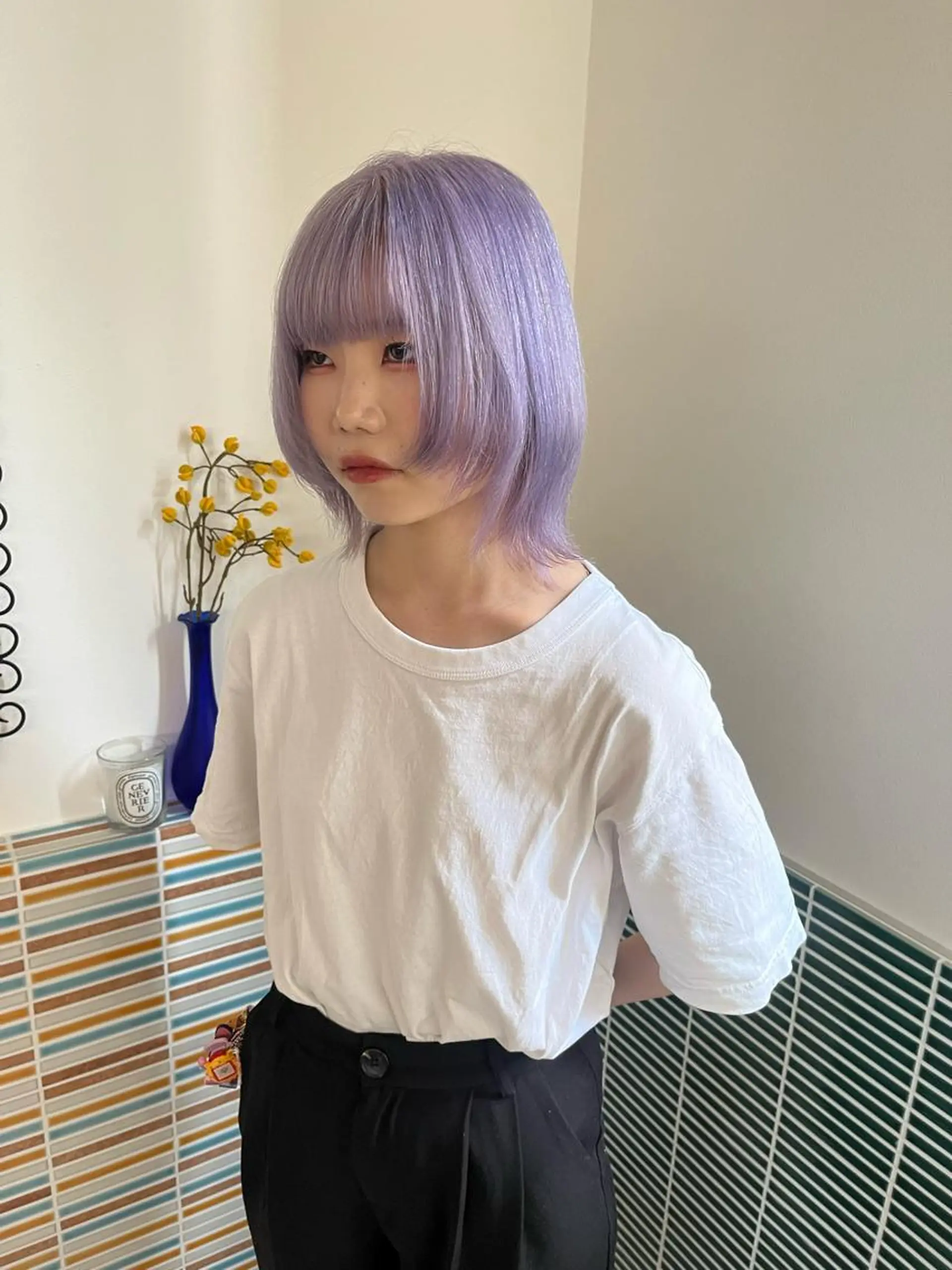 ミディアム カラー ブリーチ ラベンダーカラー カット ヘアカラー トリートメント 🩷ハイトーン透明感 レイヤー🩷ユリカのヘアスタイル