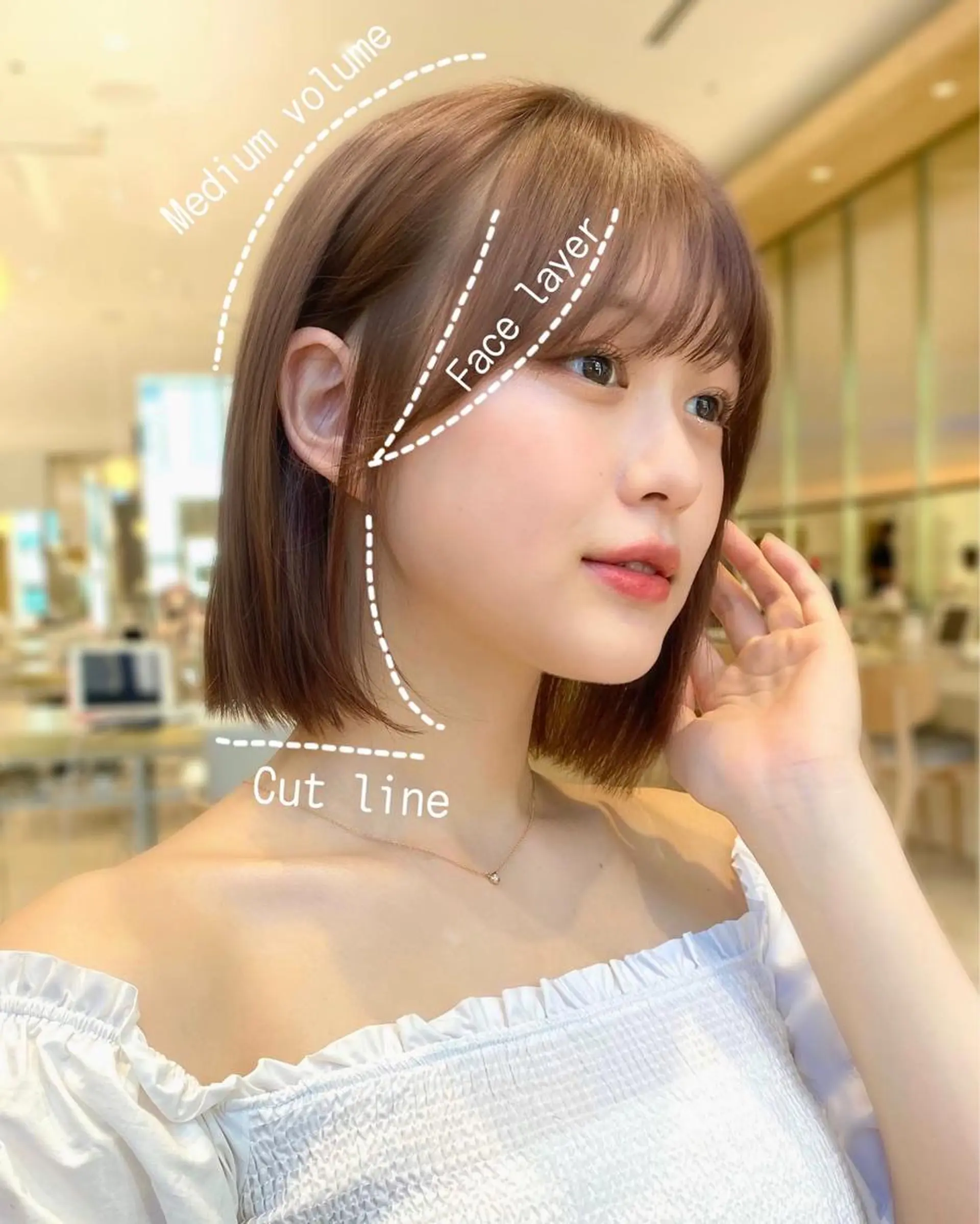 ミディアム カラー パーマ ヘアアレンジ 切りっぱなしボブ アディクシーカラー ブリーチ 透明感カラー イルミナカラー カット ヘアカラー トリートメント ヘアセット 小野寺瑞希 /最小顔カットのヘアスタイル