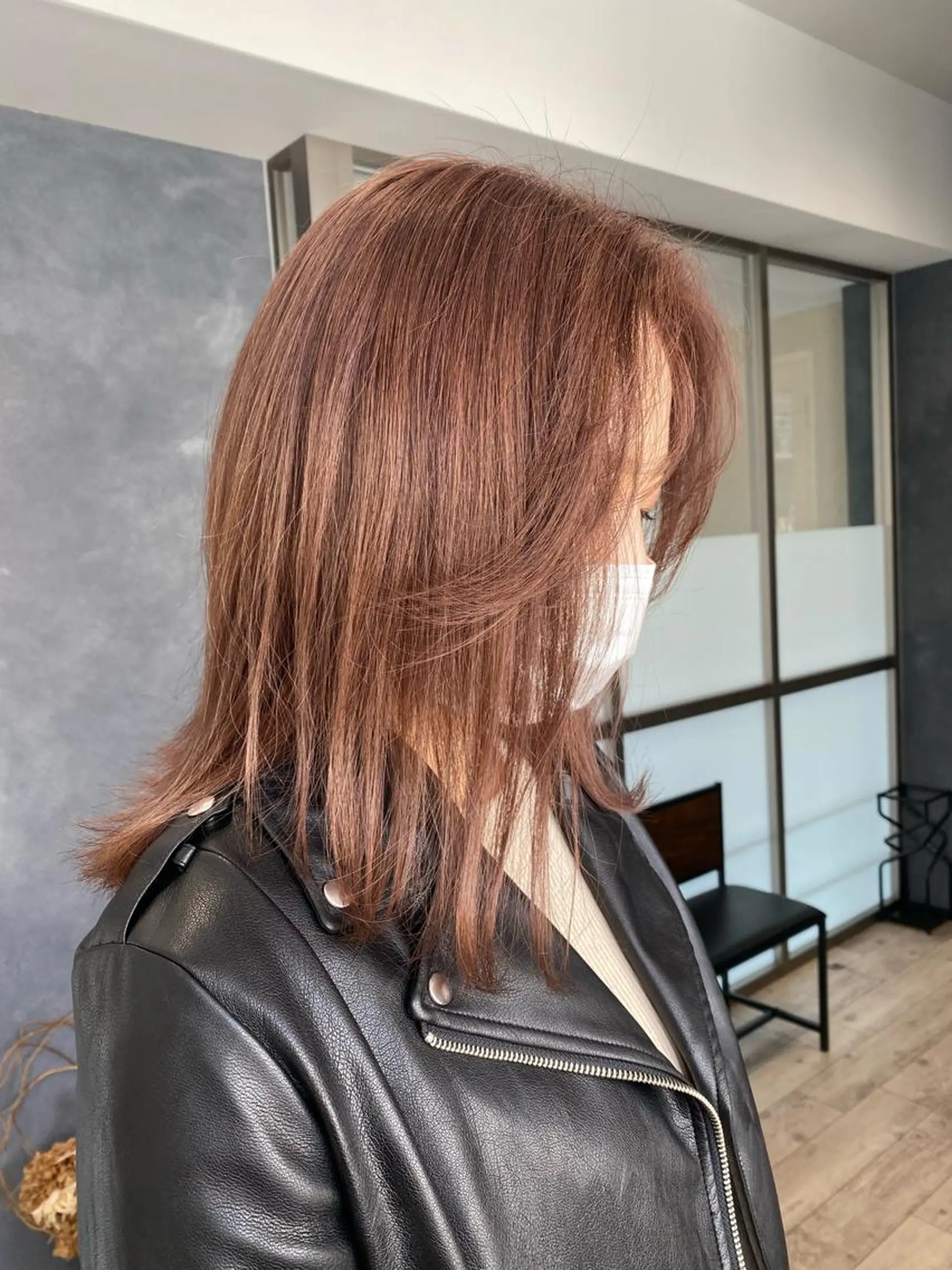 ミディアム ピンクブラウン ハイトーンボブ Mizuki.のヘアスタイル