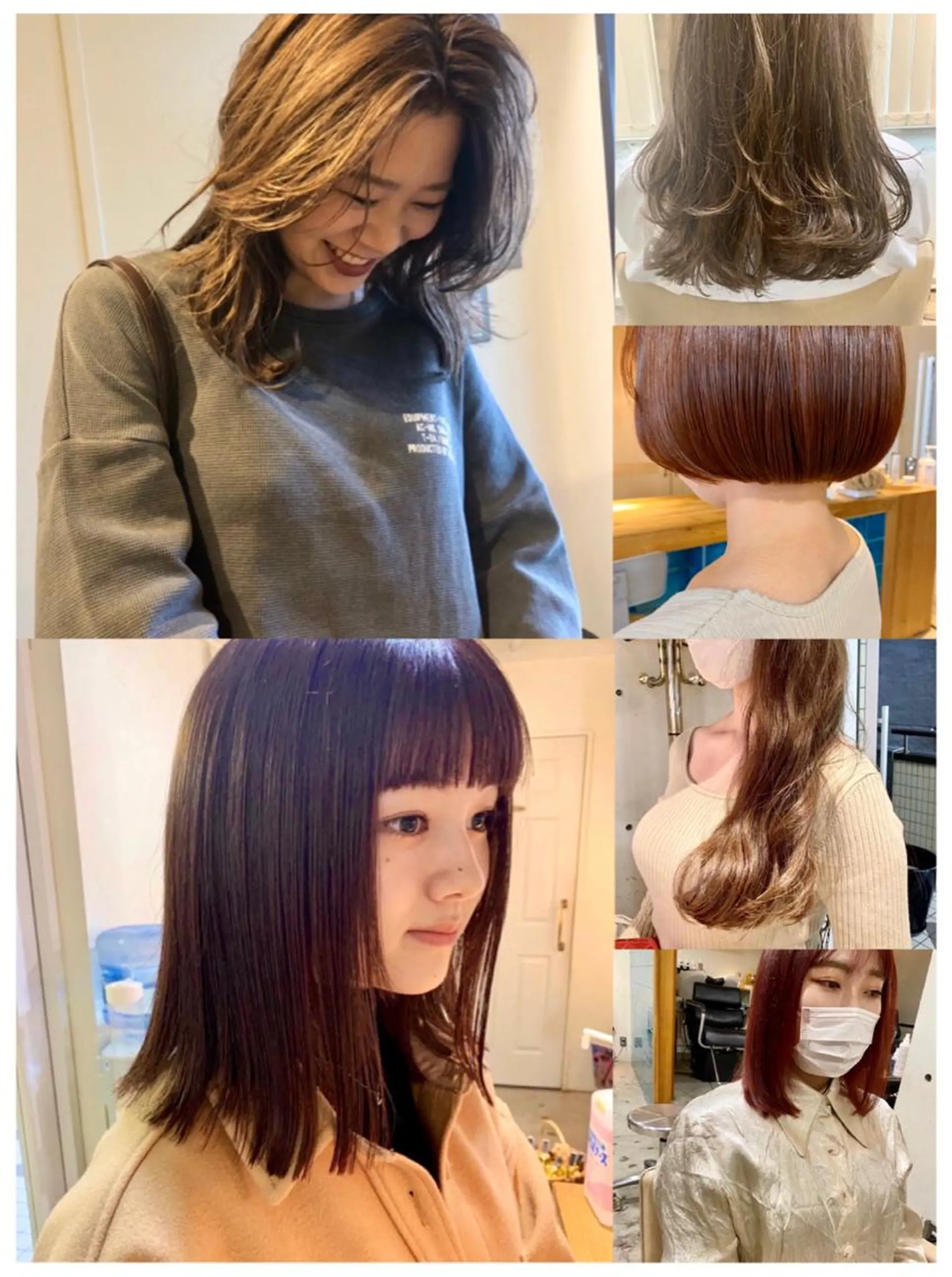 ミディアム カラー ブリーチ 透明感カラー ブリーチなしカラー パーマ美容師 hanaのヘアスタイル