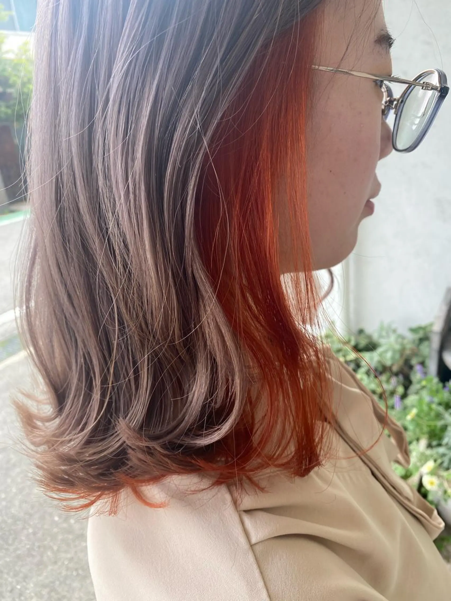 カラー ベージュカラー ダブルカラー インナーカラー オレンジ ヘアカラー トリートメント @z所属・@z(ｱｯﾄｾﾞｰ) fumikoのマツエク・マツパデザイン