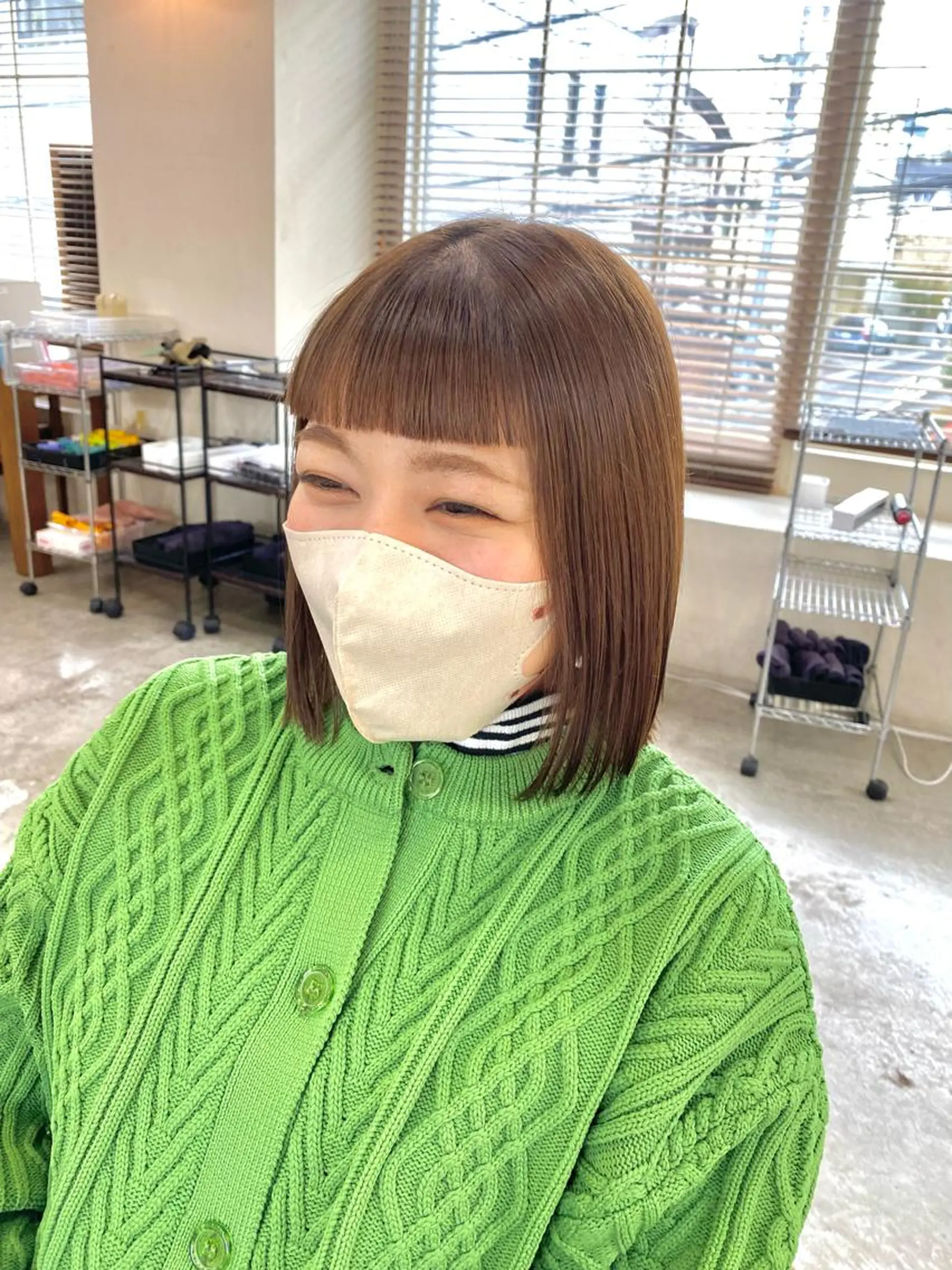ショート カラー ブラウンカラー ボブ オン眉 🫶🏻桃果🫶🏿 只今休職中のヘアスタイル