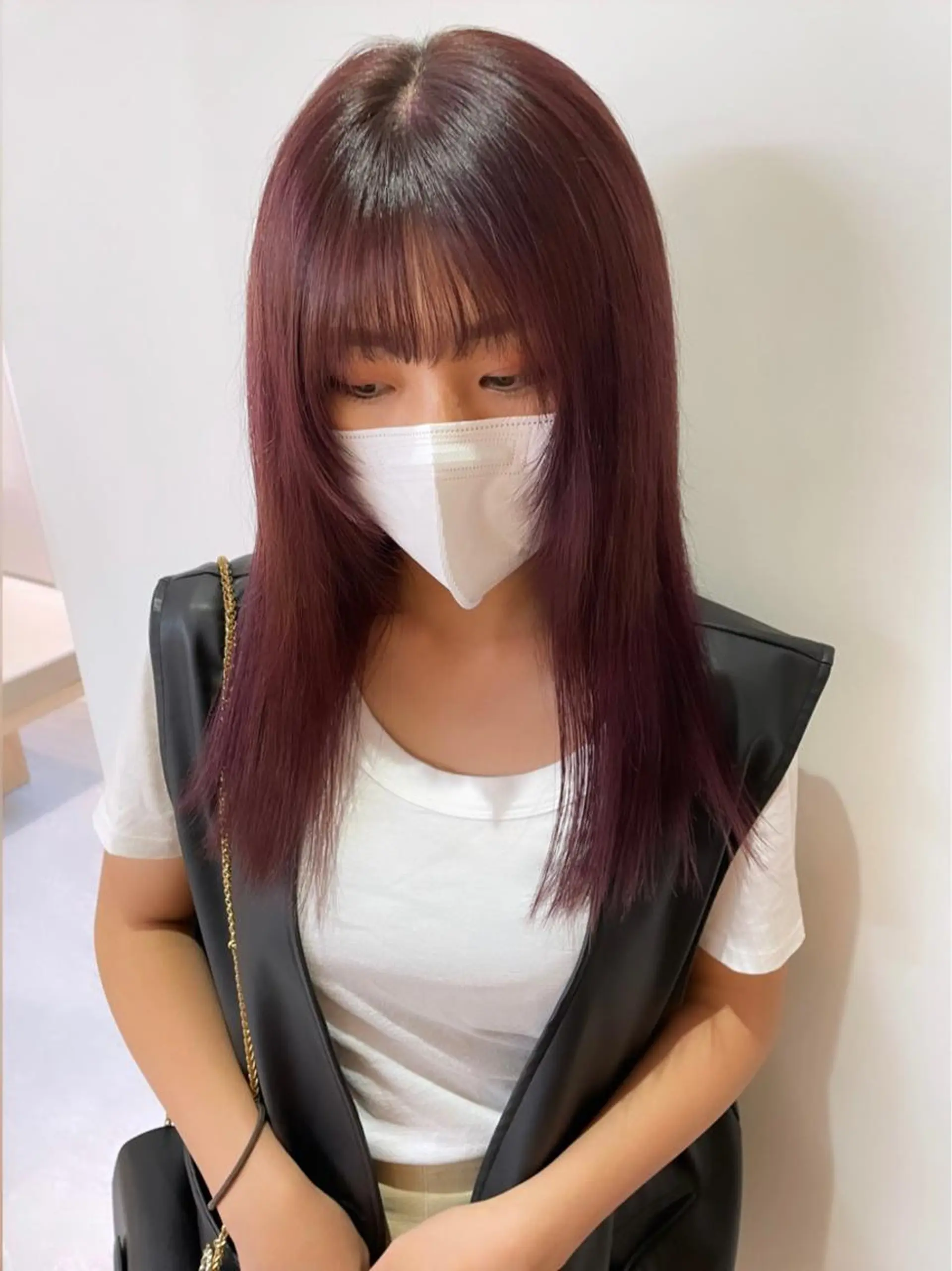 セミロング カラー ブリーチ 透明感カラー ダブルカラー ブリーチなしカラー MIU/ルーツカラー ボブ/顔周りレイヤーのヘアスタイル