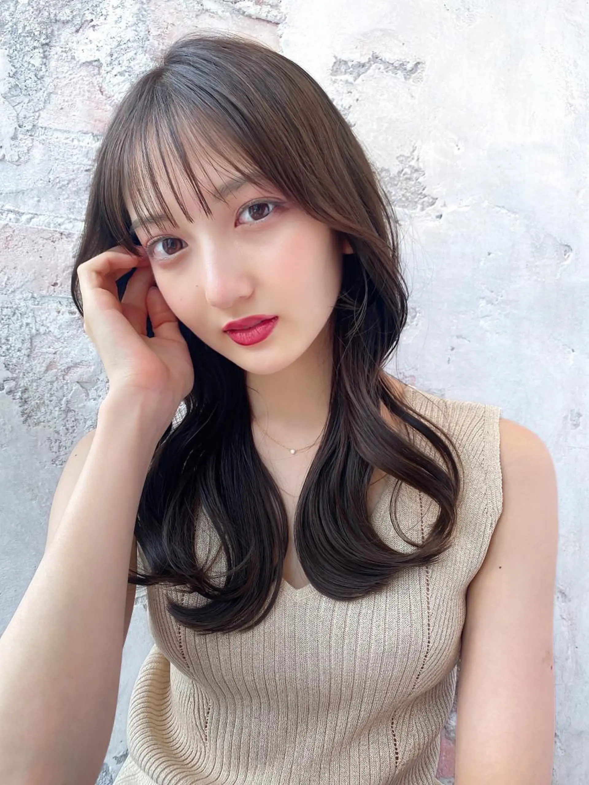 セミロング カラー ベージュカラー ブラウンカラー ブラウンベージュ くびれヘア 顔周りカット カット ヘアカラー トリートメント 顔周り/くびれヘア 韓国ヘア💕風間るなのヘアスタイル