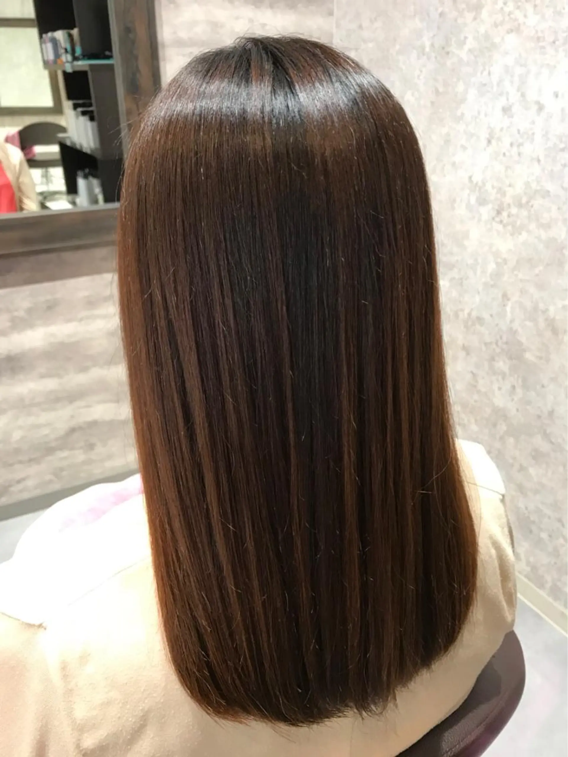 セミロング カラー パーマ ベージュカラー ペールベージュ ストレートパーマ 💈Blanco💈 カラー&ケア🌈のヘアスタイル