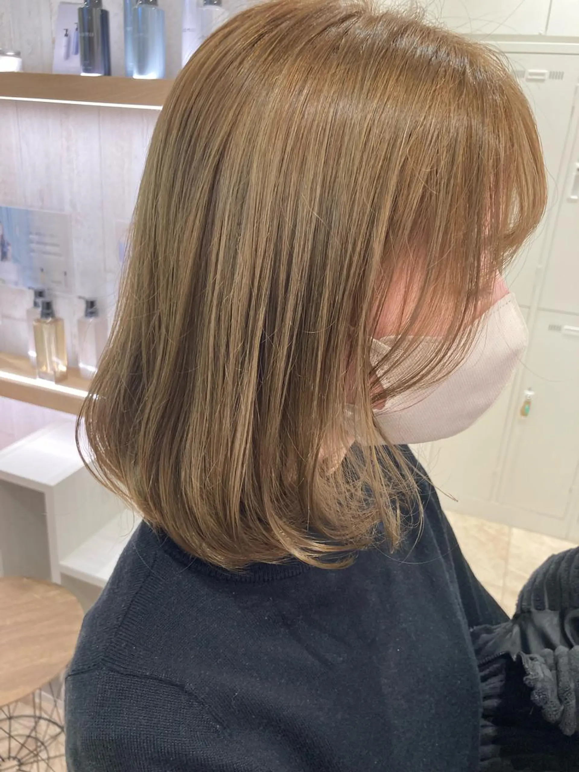 ミディアム カラー ベージュカラー オリーブベージュ ヘアカラー トリートメント 野村 さなみ✨ぱっつんボブのヘアスタイル