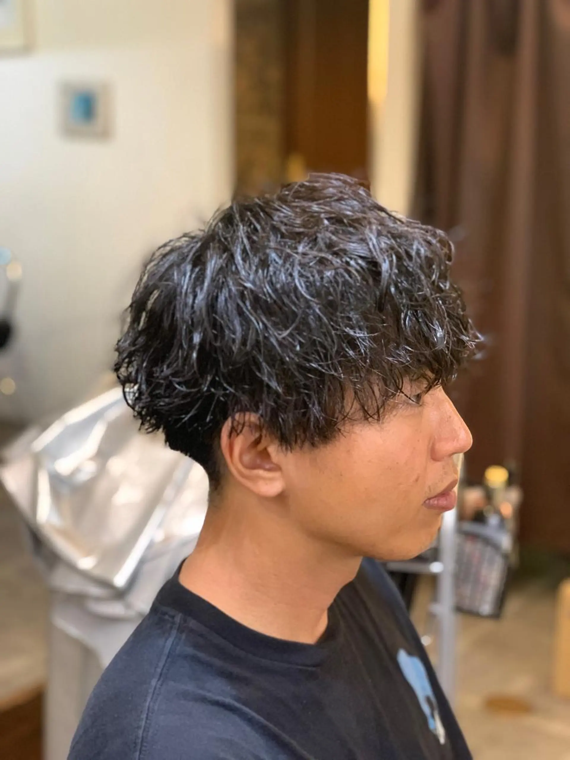 ショート パーマ メンズ メンズパーマ 波巻きパーマ カット パーマ CECIL hair なんば店所属・メンズパーマ 艶髪☆店長☆有馬のヘアスタイル