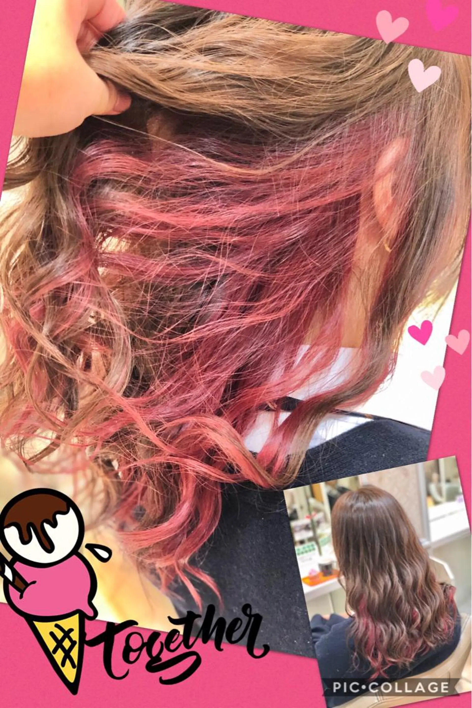 ロング カラー ブリーチ ケアブリーチ イルミナカラー インナーカラー ピンクカラー ヘアカラー トリートメント ヘアセット 永島 桜のヘアスタイル