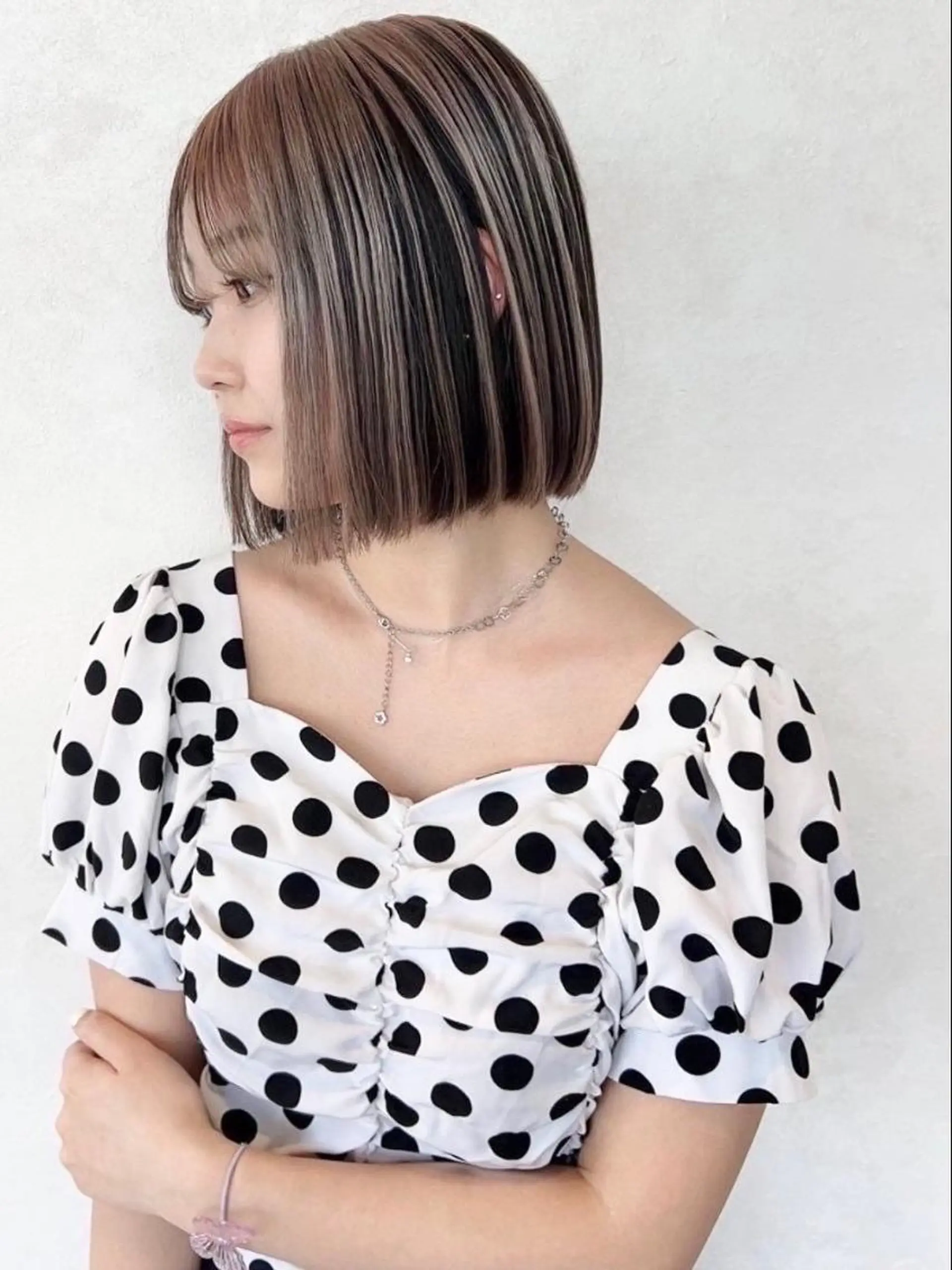 ミディアム カラー 骨格補正似合わせ カット阿部建のヘアスタイル