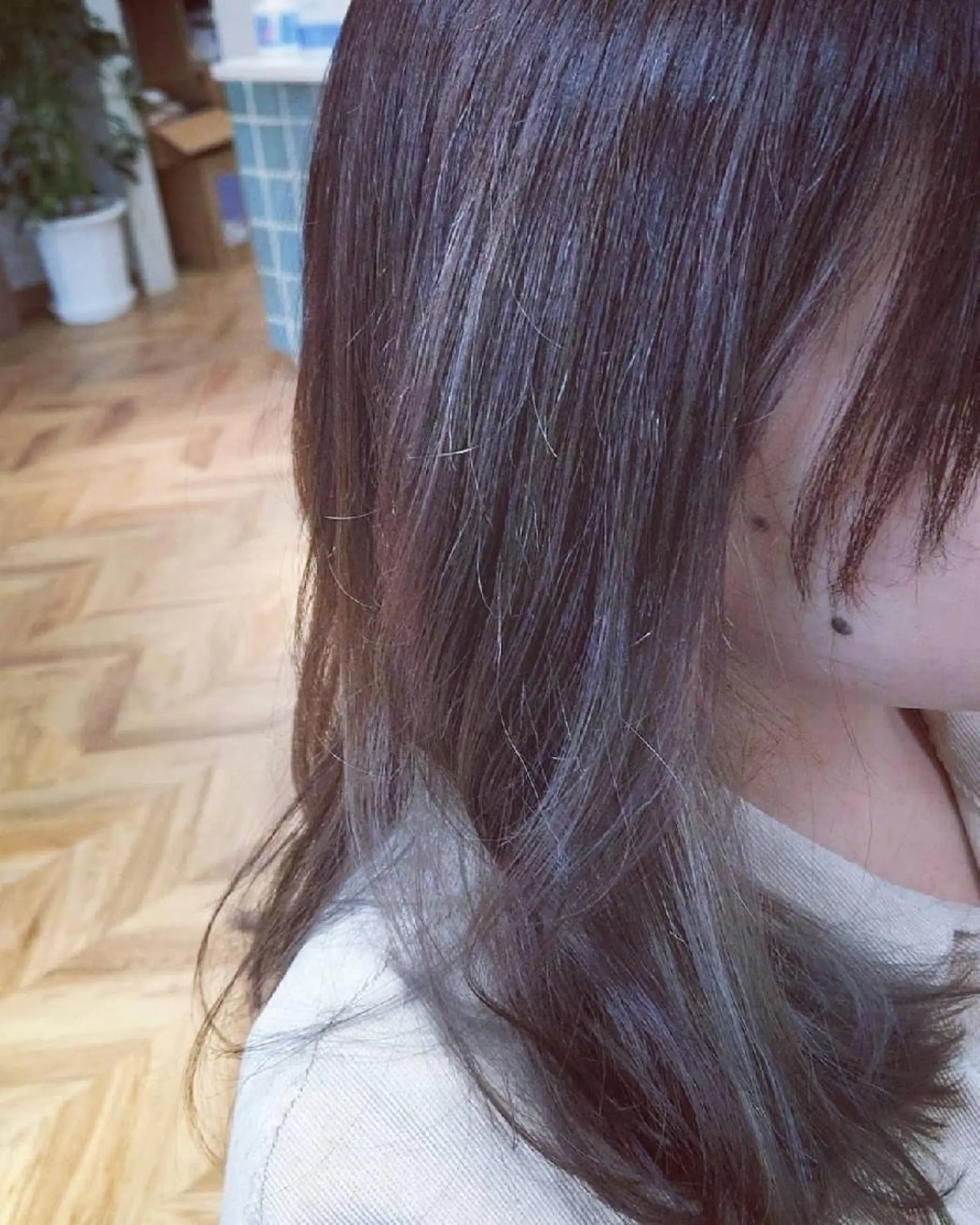 セミロング パープルカラー カット ヘアカラー アグヘアーヴィズ 永山店所属・菅原 涼のヘアスタイル