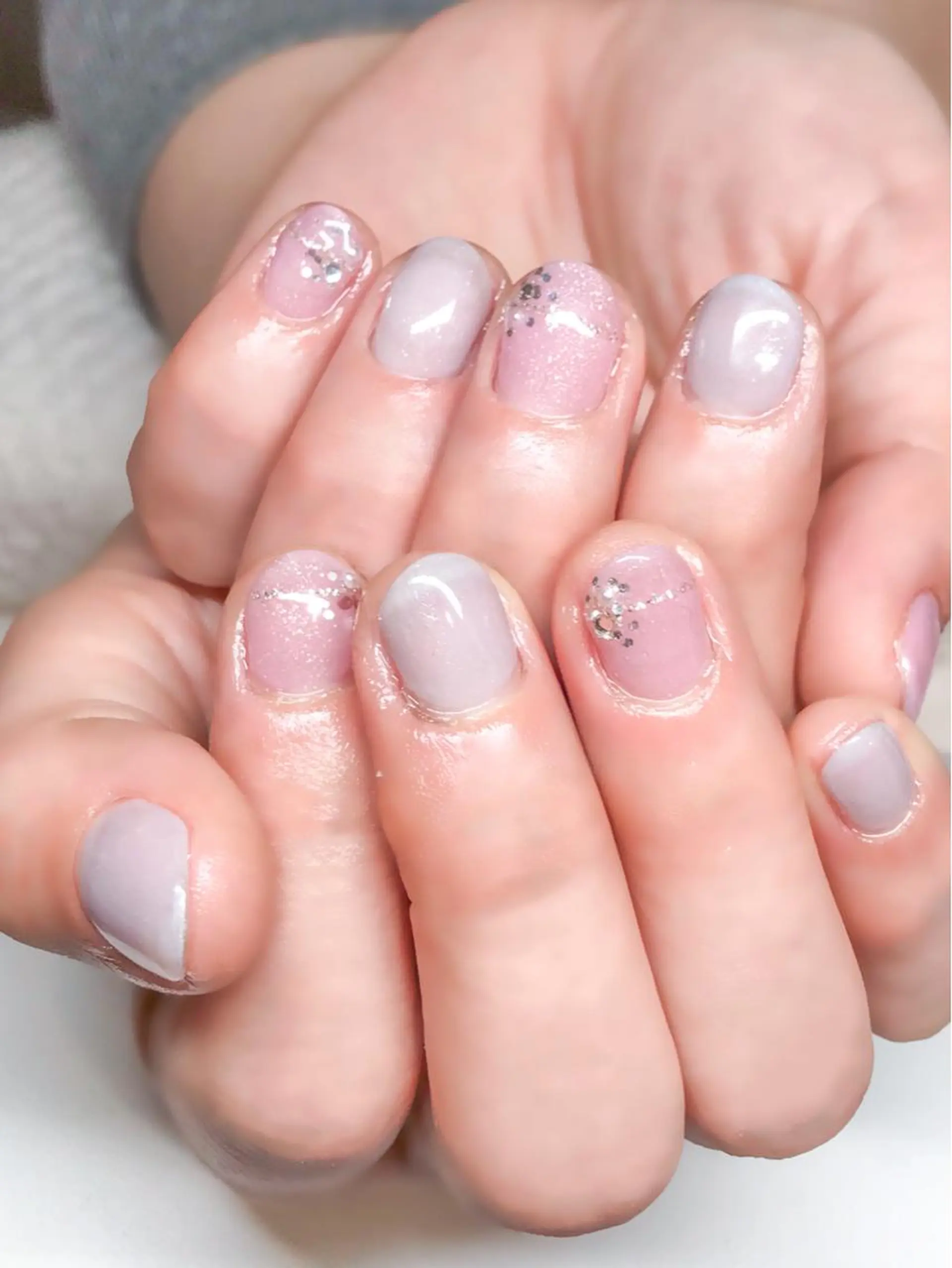 ネイル ブルー ジェルネイル キラキラネイル ラメ(グリッター) オフィスネイル Nyanco Nailのネイルデザイン