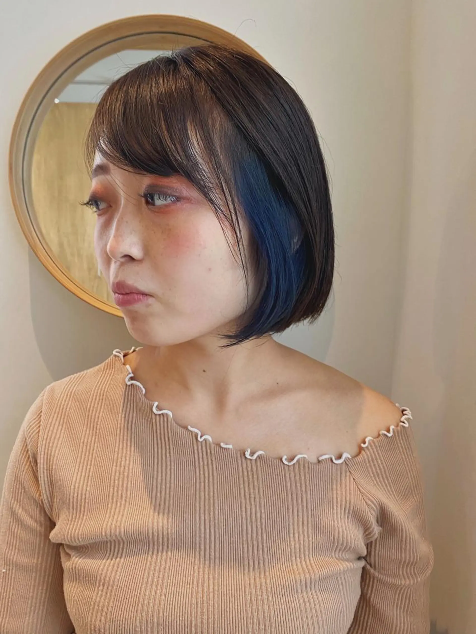 ショート カラー ブリーチ ブルーカラー インナーカラー ラベンダーカラー ボブ 板谷みさき /艶ボブ/藤沢美容室のヘアスタイル