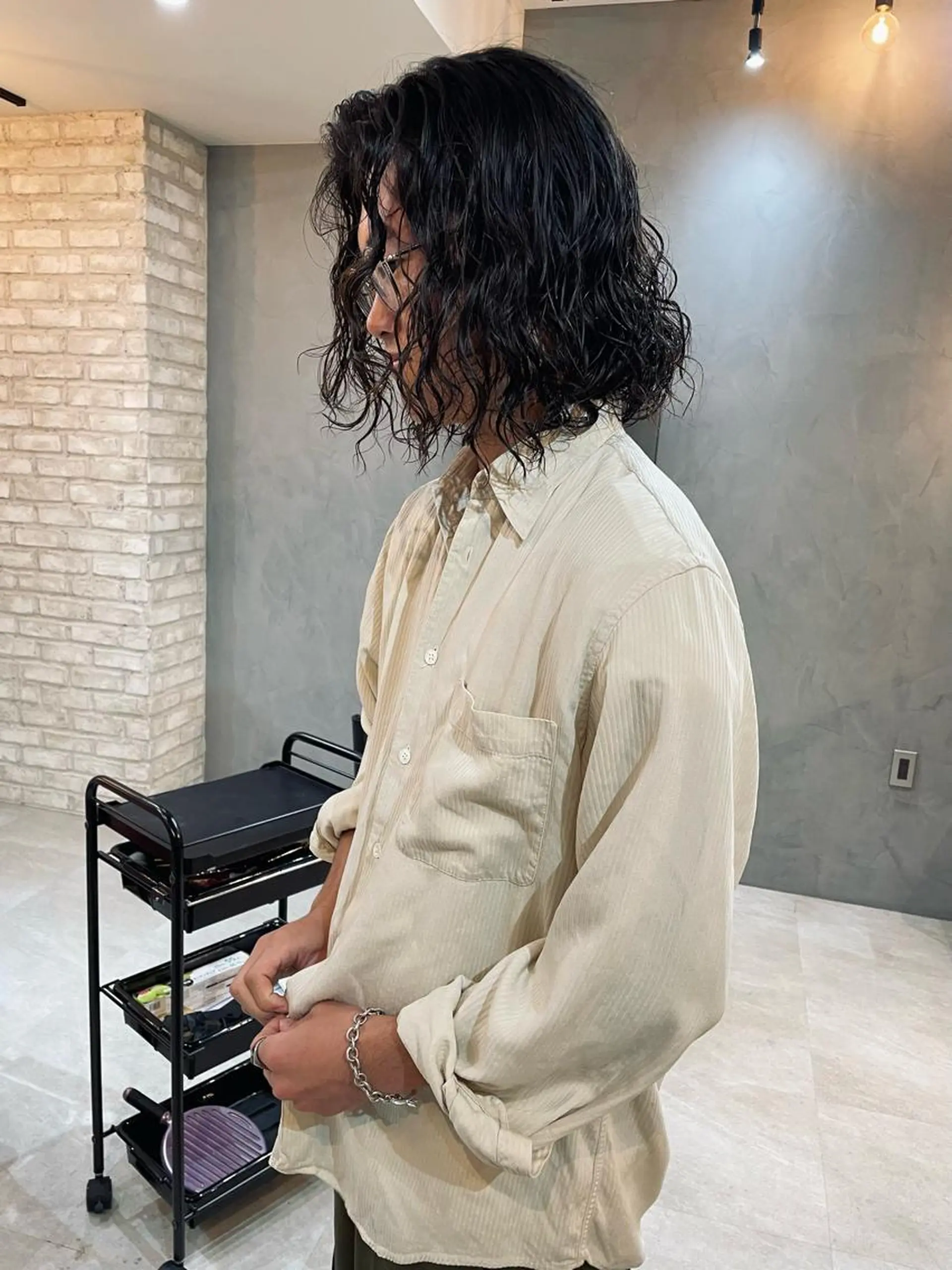 ロング パーマ メンズ カット パーマ トリートメント Basis 田口豪司のヘアスタイル