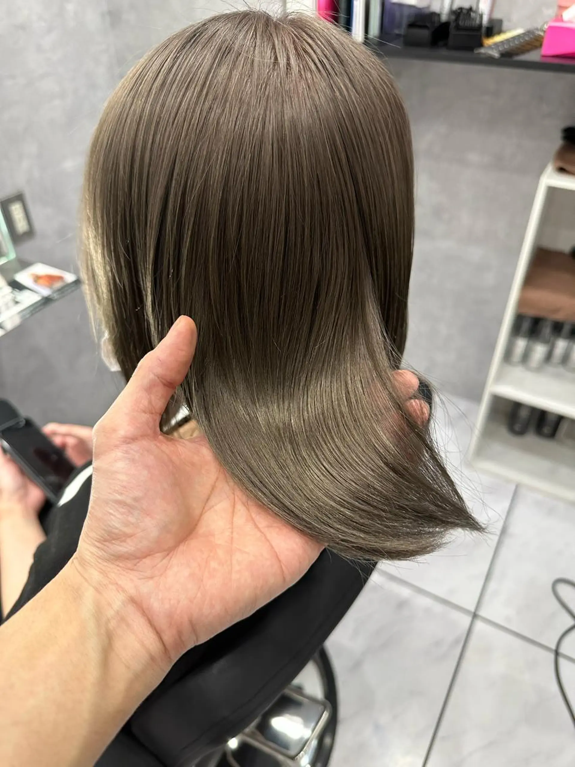 ショート カラー グレージュ ヘアカラー トリートメント 透明感/ブリーチ縮毛 /髪質改善/星野純一のヘアスタイル