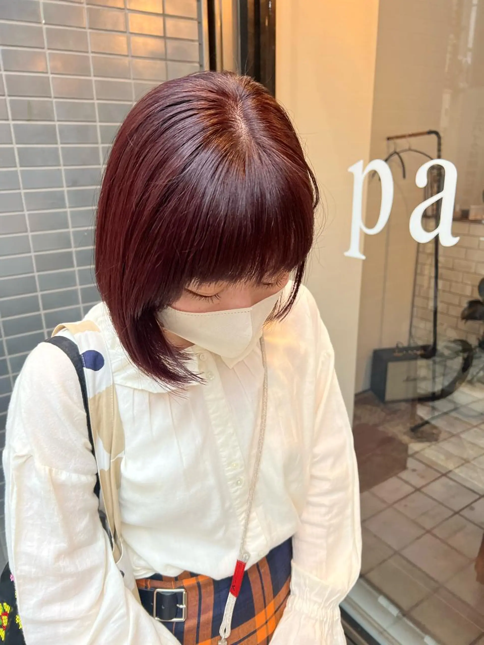 ミディアム カラー 切りっぱなしボブ ピンクカラー ボブ mizuki ニュアンスパーマのその他イメージ
