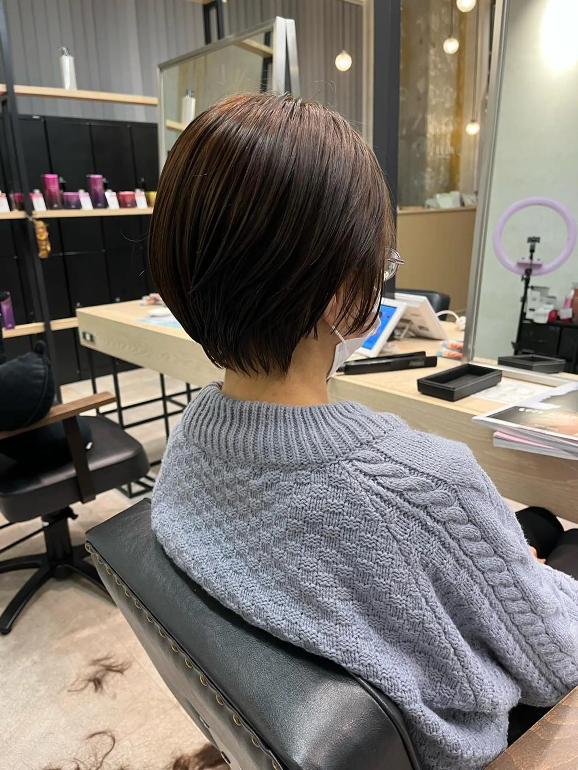 ショート カラー ニュアンスパーマ 曲がる縮毛矯正 爲石のヘアスタイル