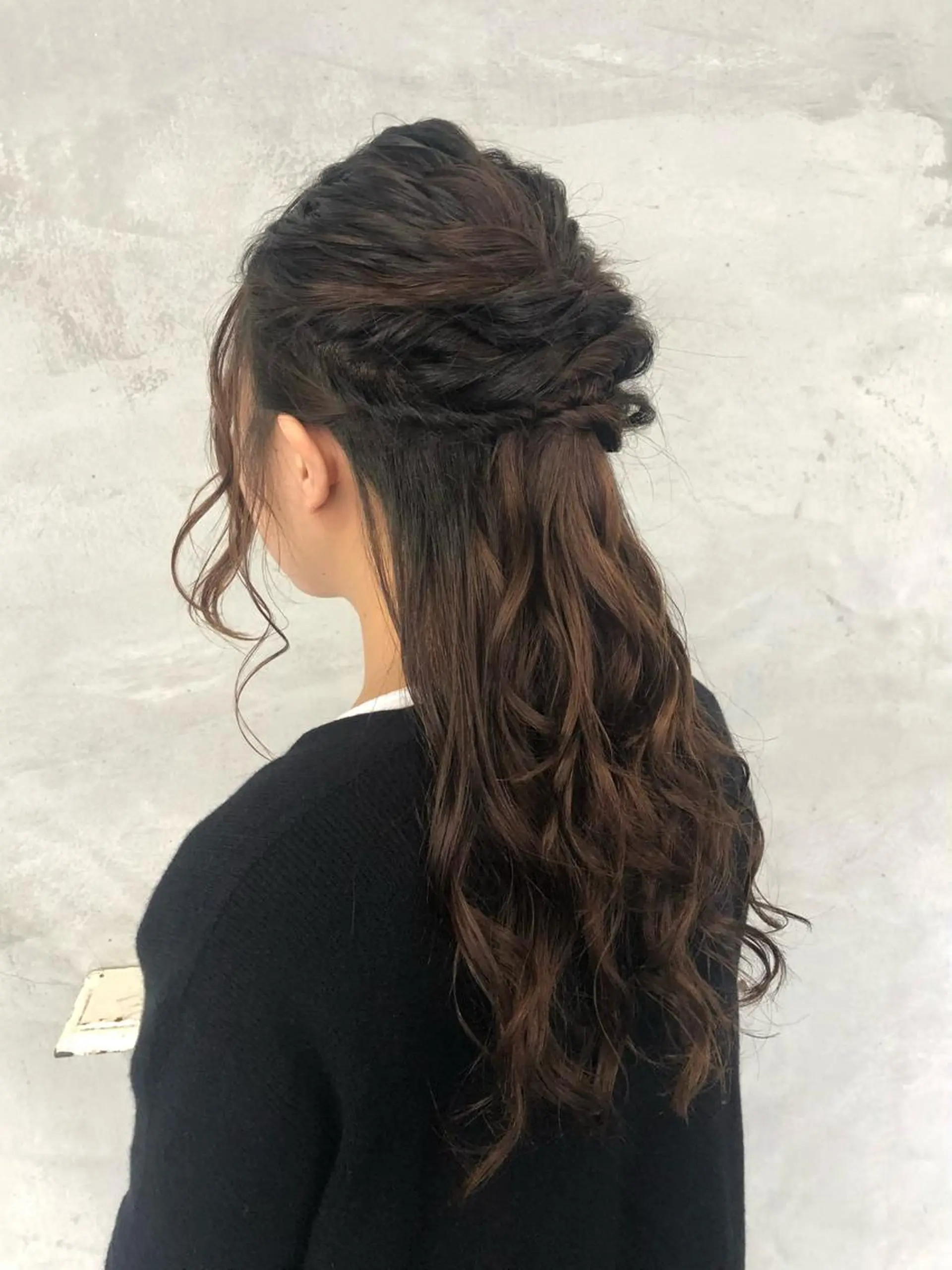ロング ヘアアレンジ ハーフアップ 暖色/ピンクブラウン 🌷岡田真季のヘアスタイル