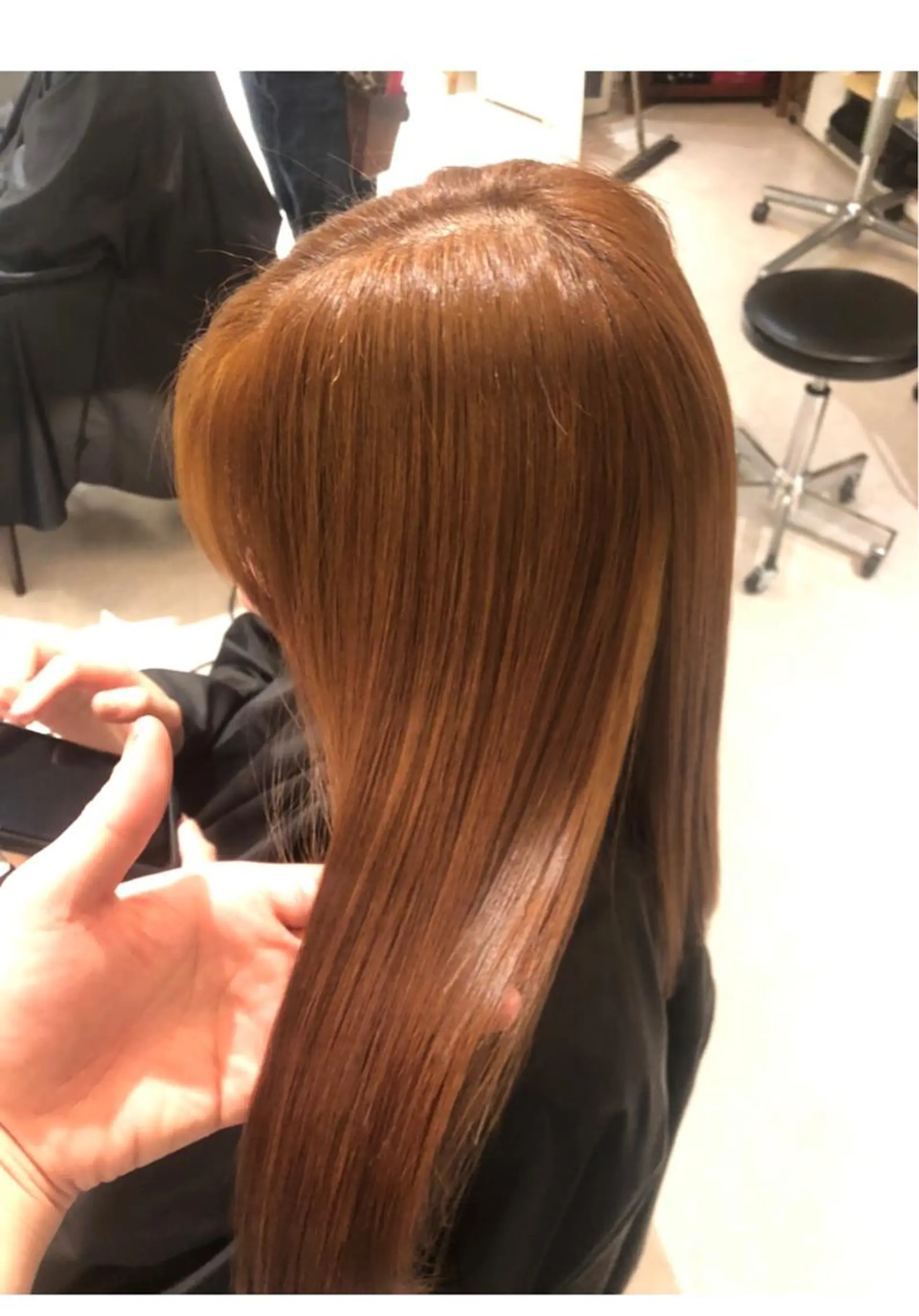 セミロング ブリーチなしダブル カラー縮毛矯正　下野のヘアスタイル