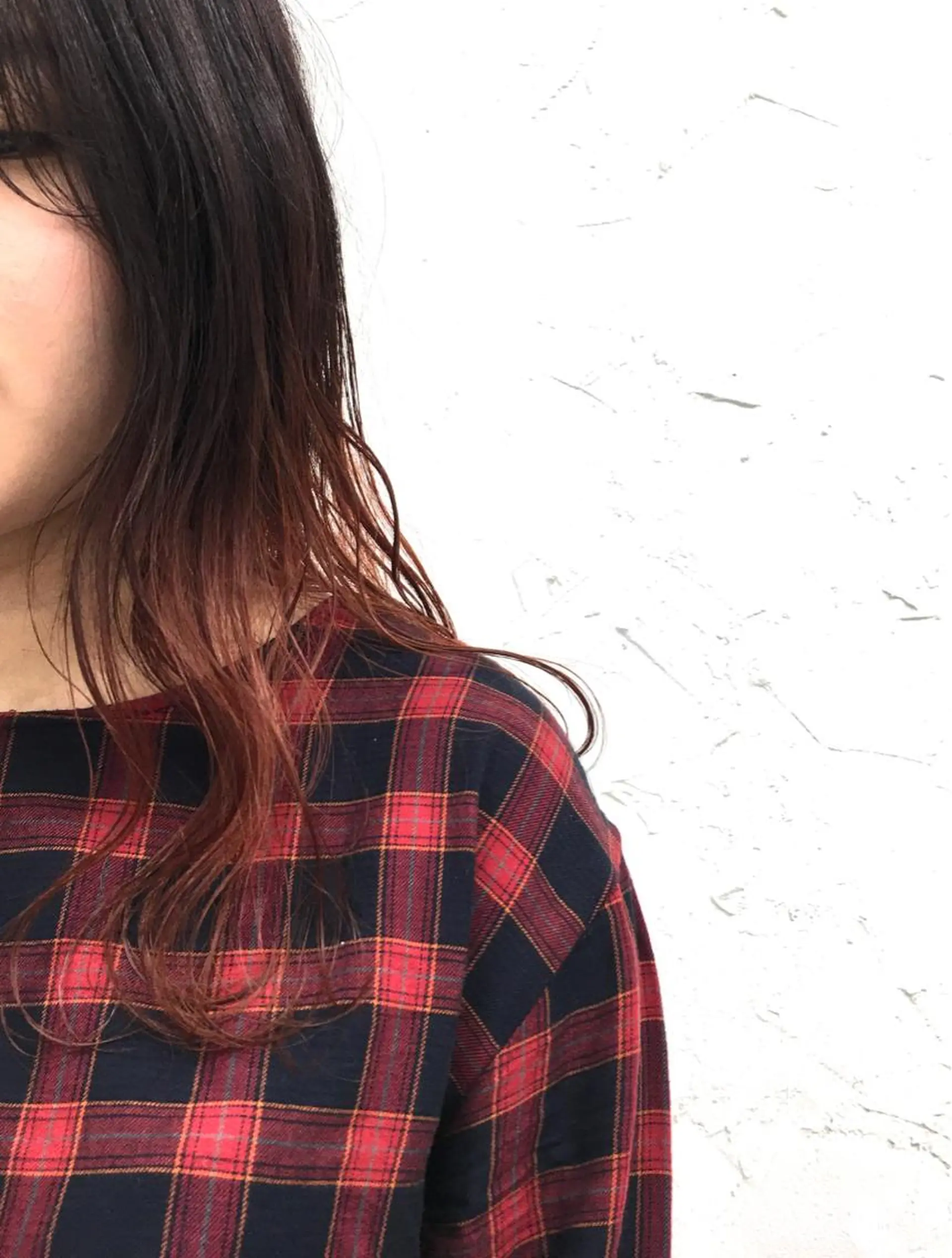 セミロング カラー オレンジ 大人垢抜け ダブルカラーのヘアスタイル