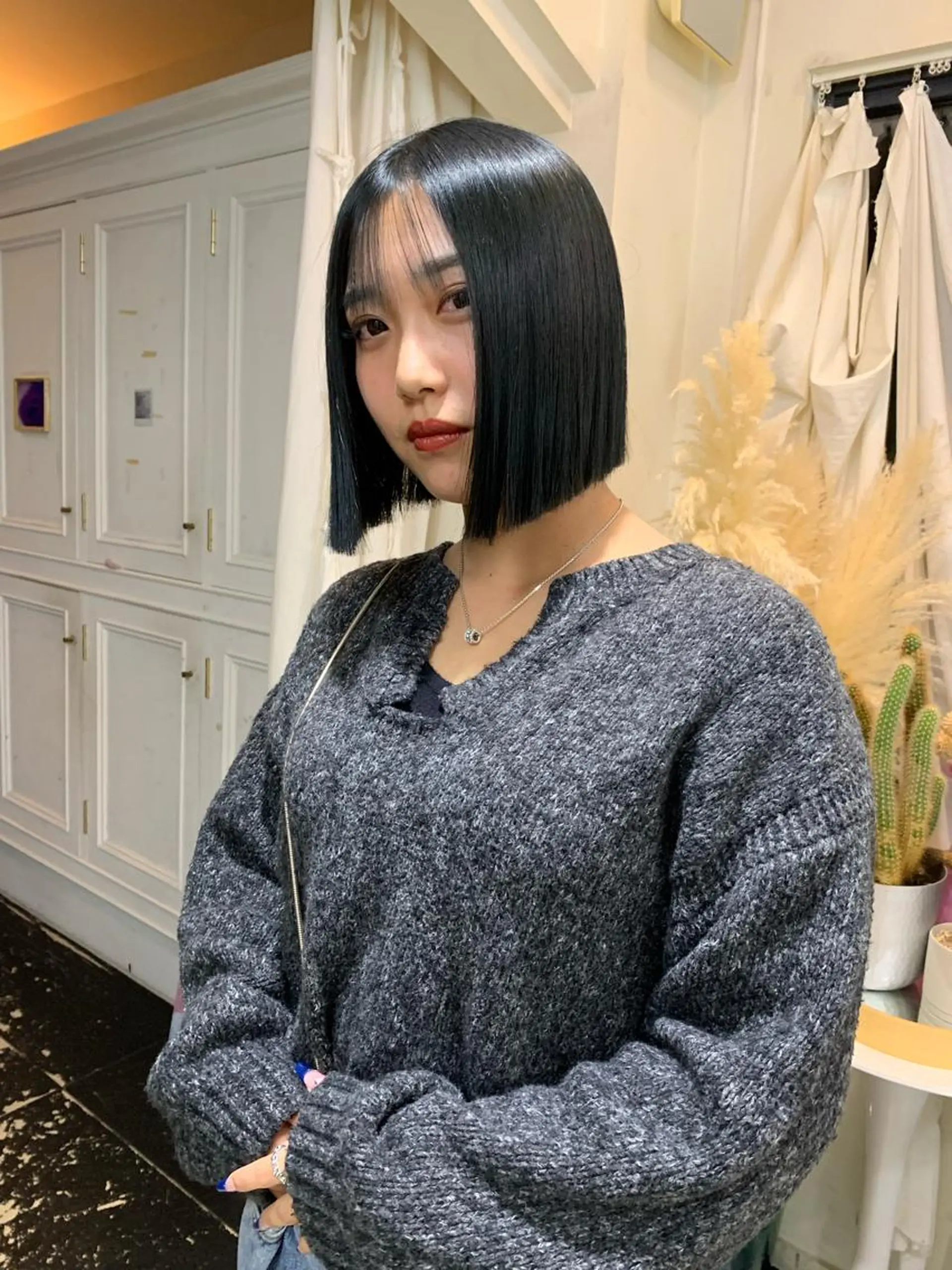 ショート カラー パーマ 黒髪 酸性ストレート ストレートパーマ ヘアカラー トリートメント 早川 豪のヘアスタイル