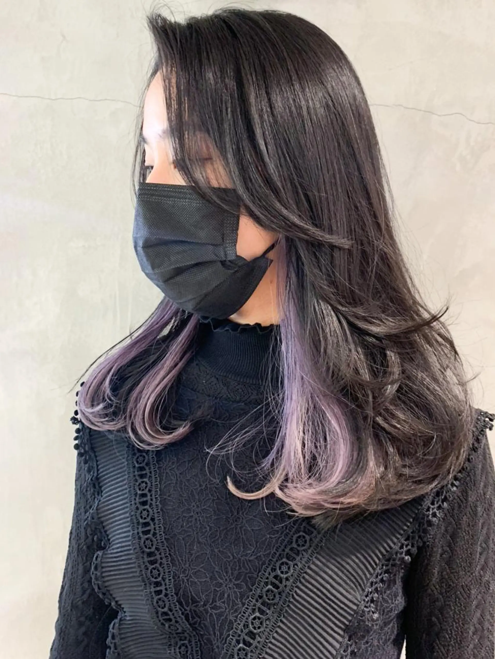 セミロング カラー ヘアアレンジ パーマ パープルカラー レイヤーカット ITbyALBUM 中野店のヘアスタイル