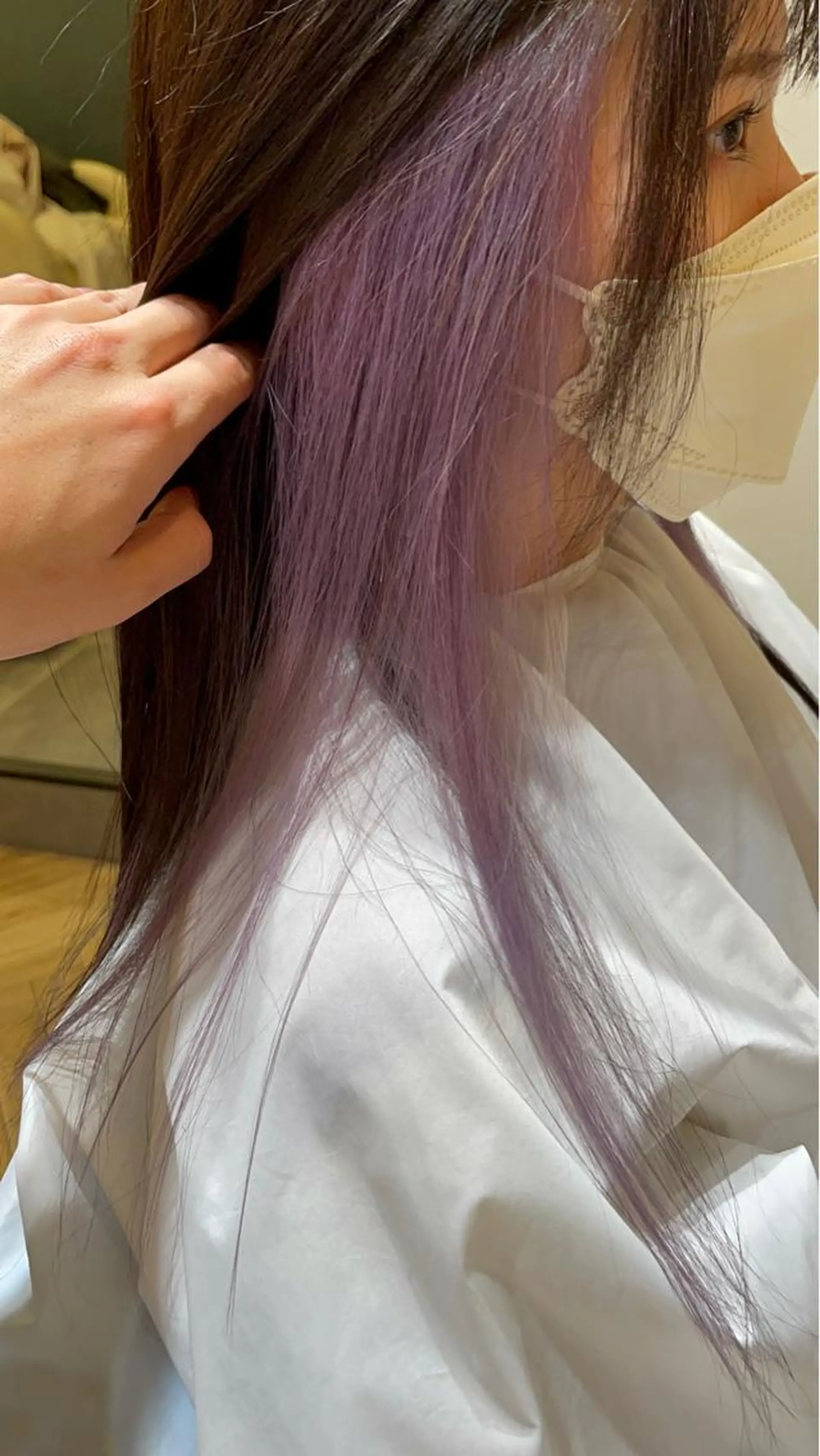 ロング カラー ブリーチ イヤリングカラー パープルカラー 石井 圭祐のヘアスタイル