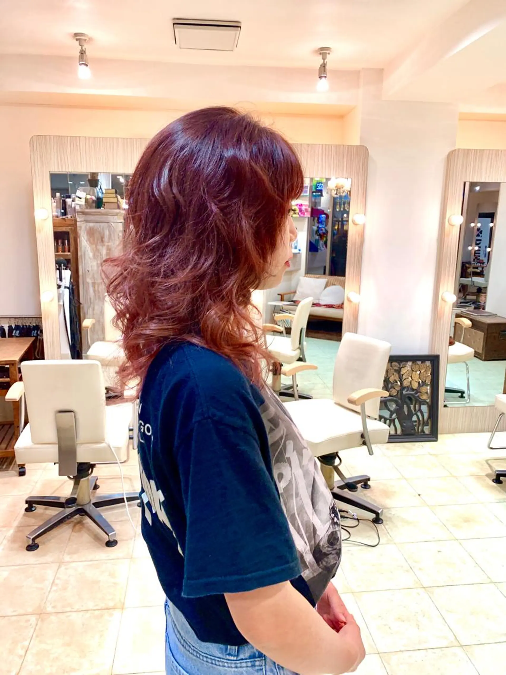 セミロング カラー レッドカラー ヘアカラー nishimura makotoのヘアスタイル