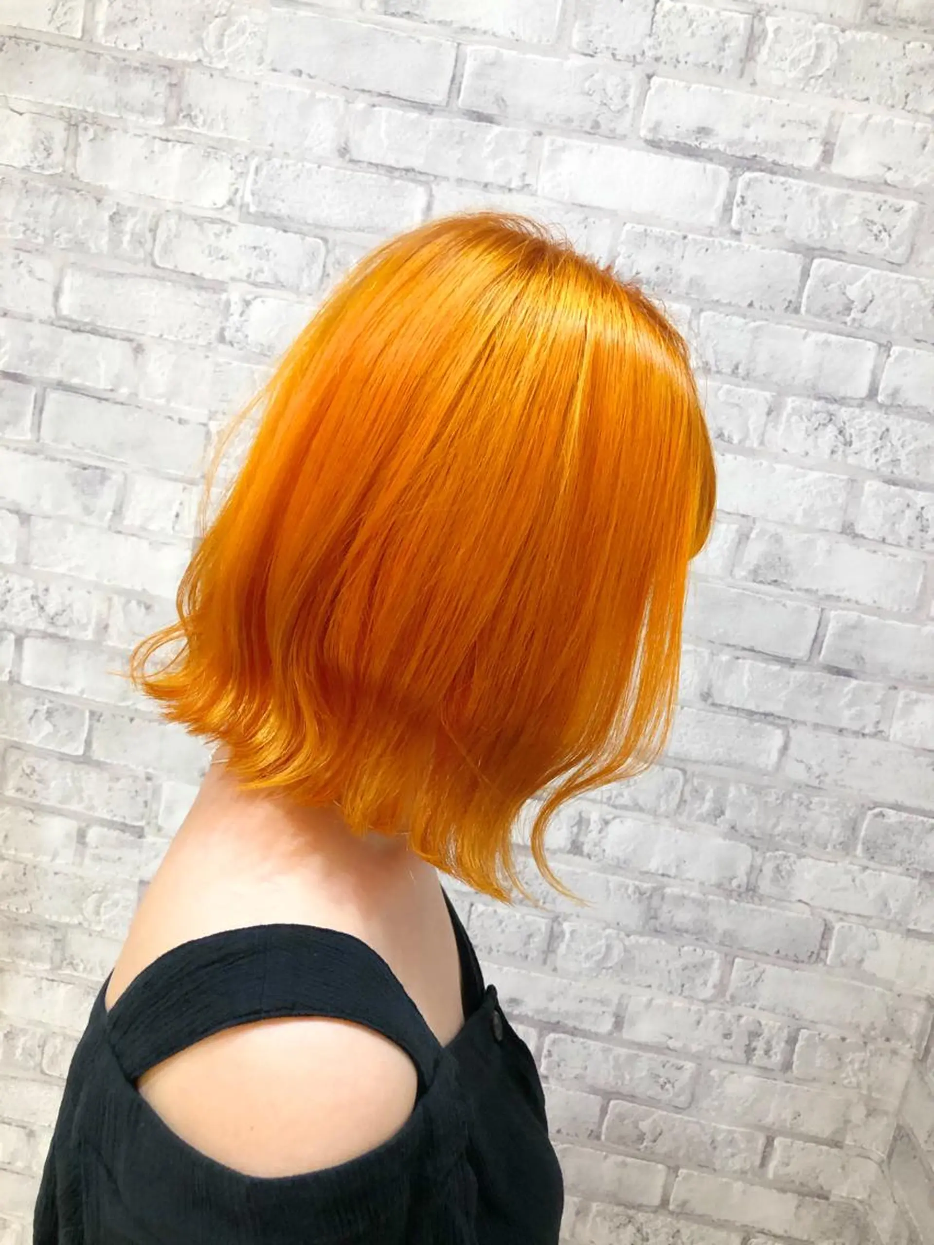 ショート カラー ヘアアレンジ ボブレイヤー オレンジ ボブ 韓国風ヘア レイヤーカット ヘアカラー トリートメント 秋山 幸太のヘアスタイル