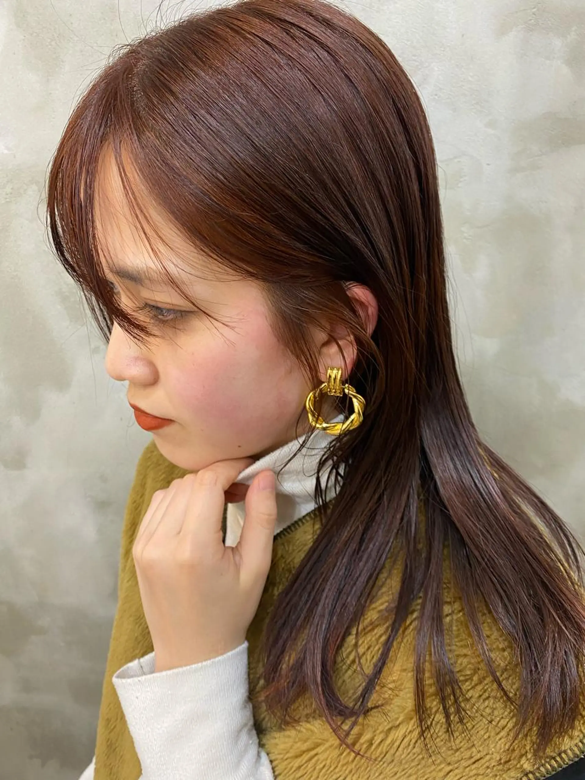 ロング カラー ヘアアレンジ ベージュカラー ブリーチ ブリーチなしカラー オレンジ オレンジベージュ 志賀 あずみのヘアスタイル