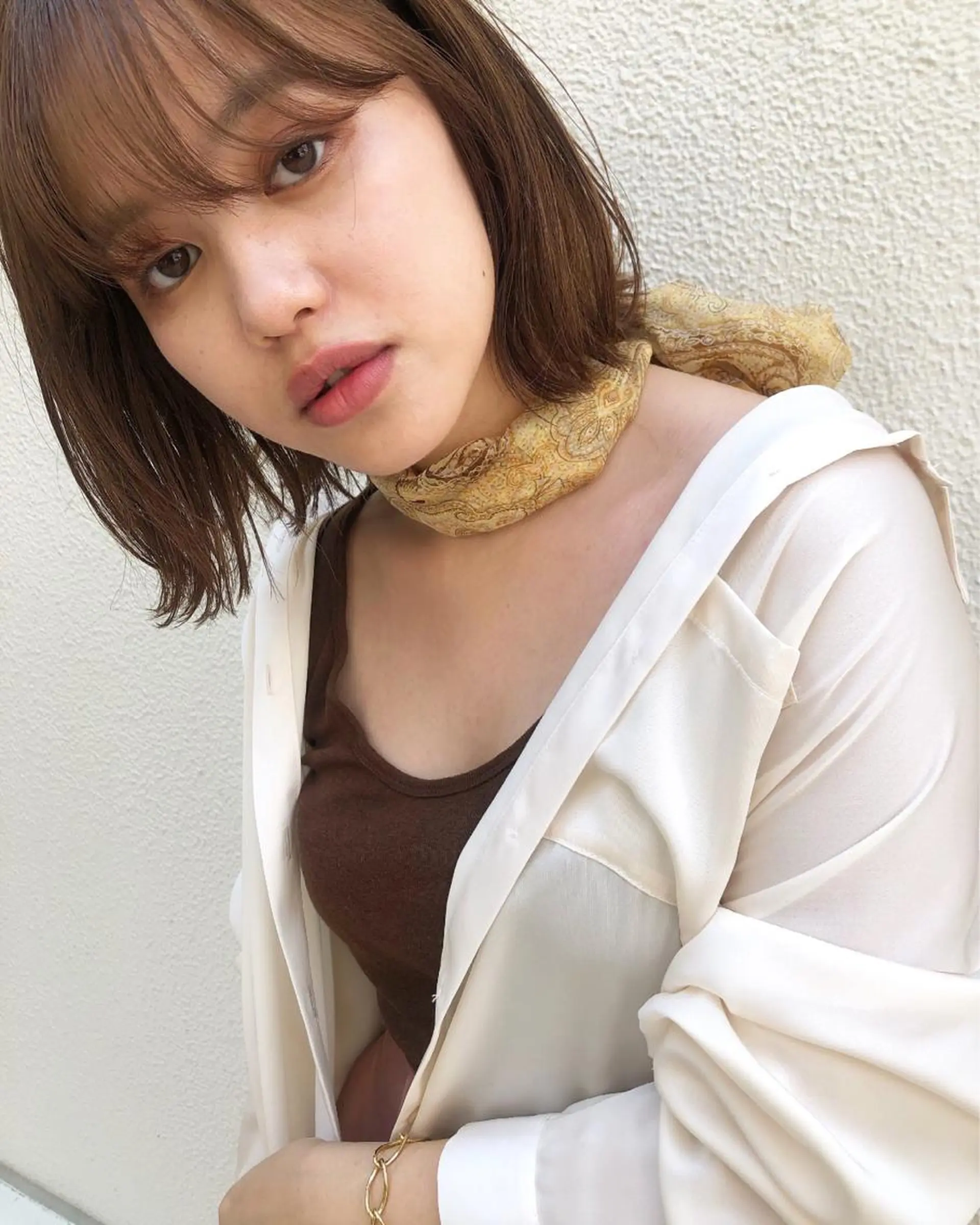 ミディアム カラー 🩰オリーブ/ ベージュ松本咲花🩰のヘアスタイル