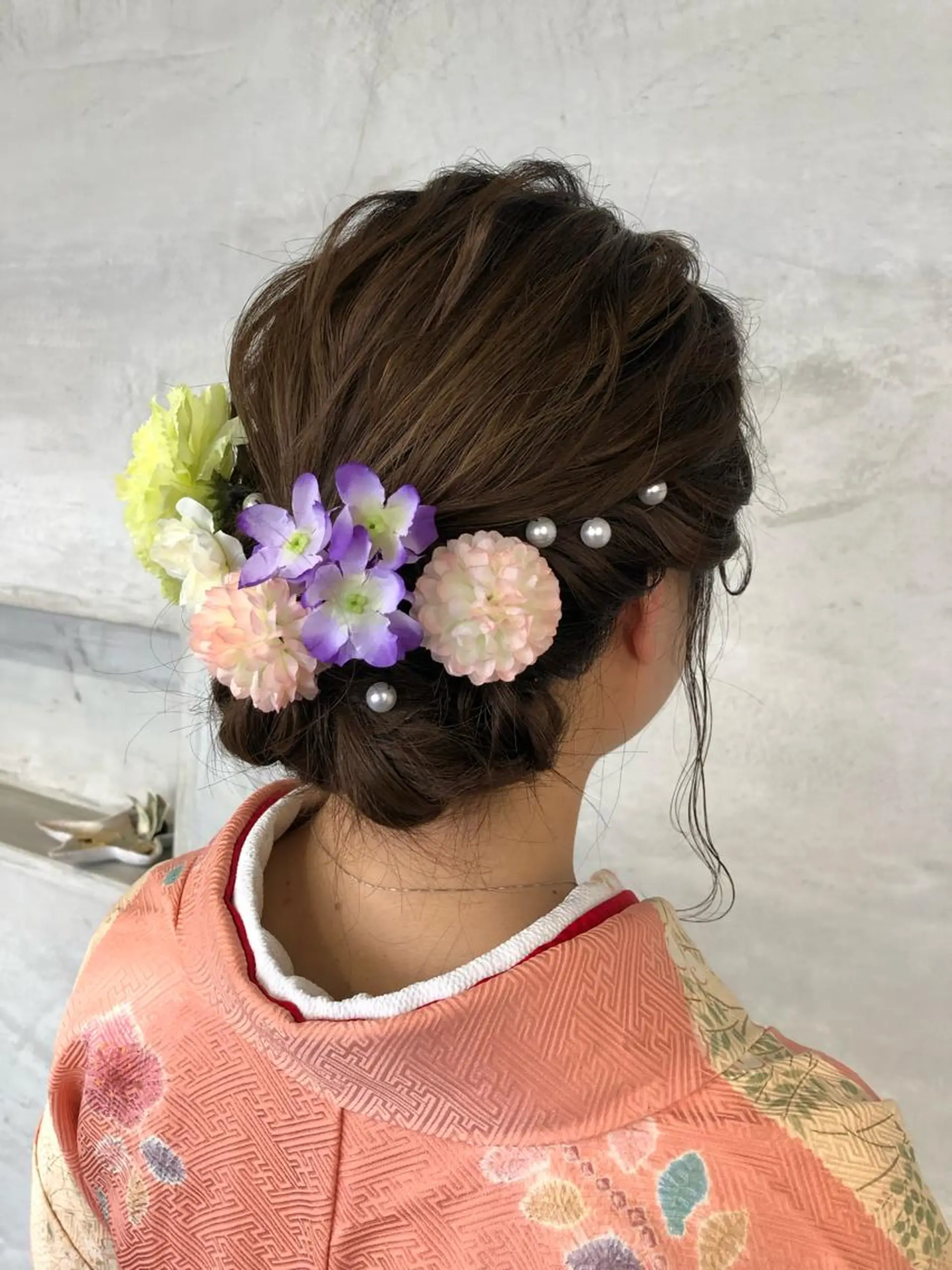 セミロング ヘアアレンジ 着付け 暖色/ピンクブラウン 🌷岡田真季のヘアスタイル