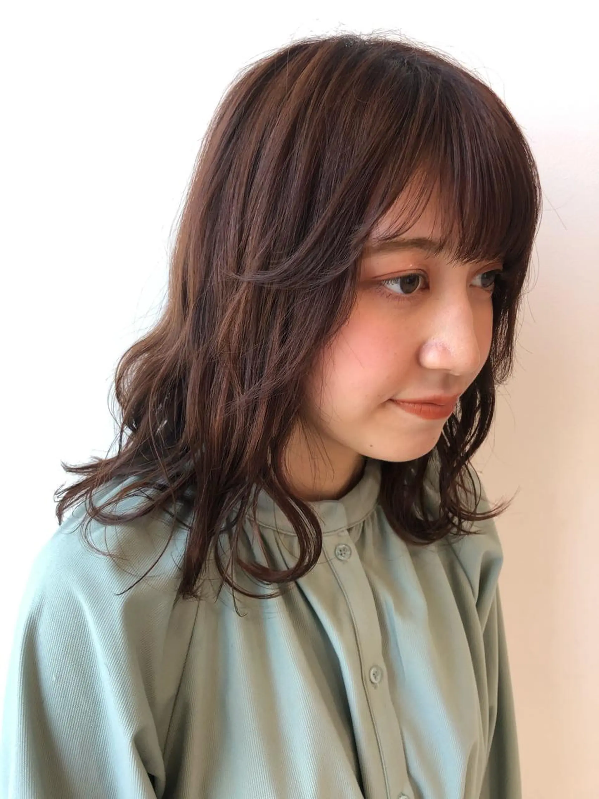 ミディアム カラー ブラウンカラー ピンクカラー ピンクブラウン カット ヘアカラー トリートメント ヘアセット ヤマモト マイのヘアスタイル