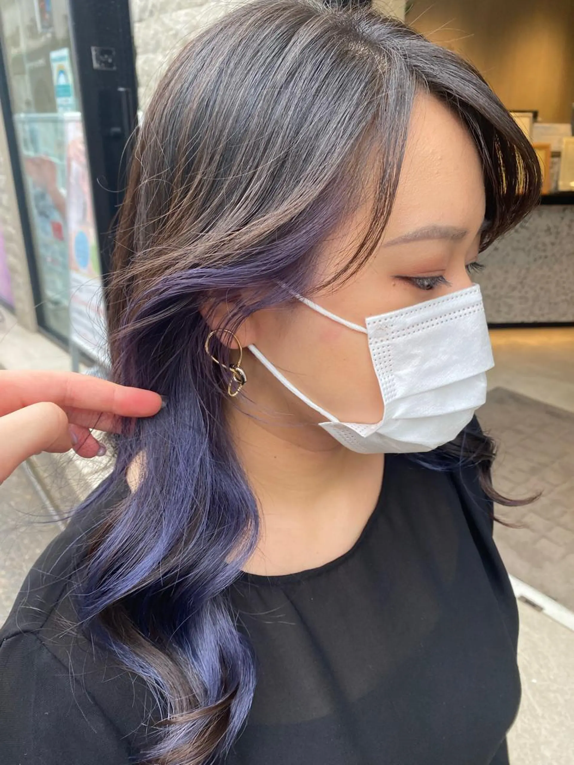 セミロング カラー ヘアアレンジ ブリーチ 🌙レイヤー,韓国 ヘア🌙harukaのヘアスタイル