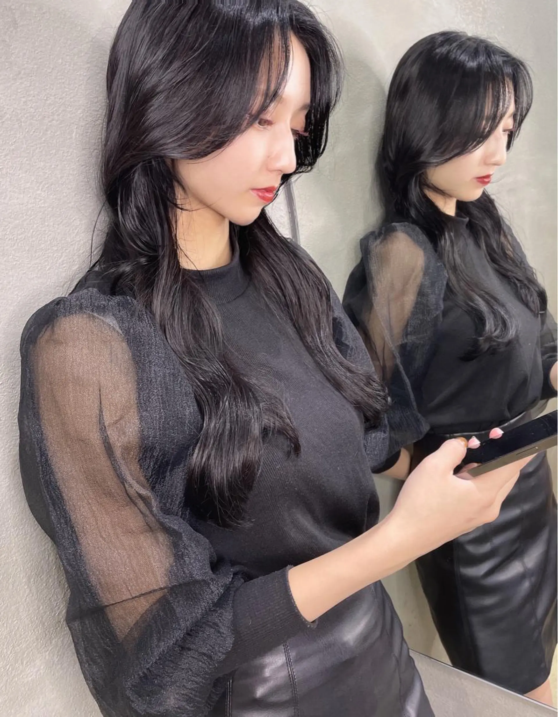 ロング ヨシンモリ 韓国風ヘア ブリーチなし透明感カ ラー×韓国ヘア♡ヒデのヘアスタイル